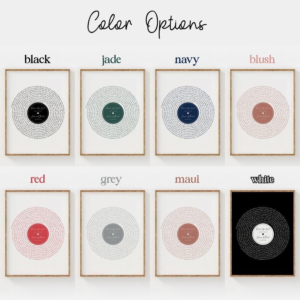 Custom Vinyl Record Lyrics Art - Wedding Anniversary Digital Print