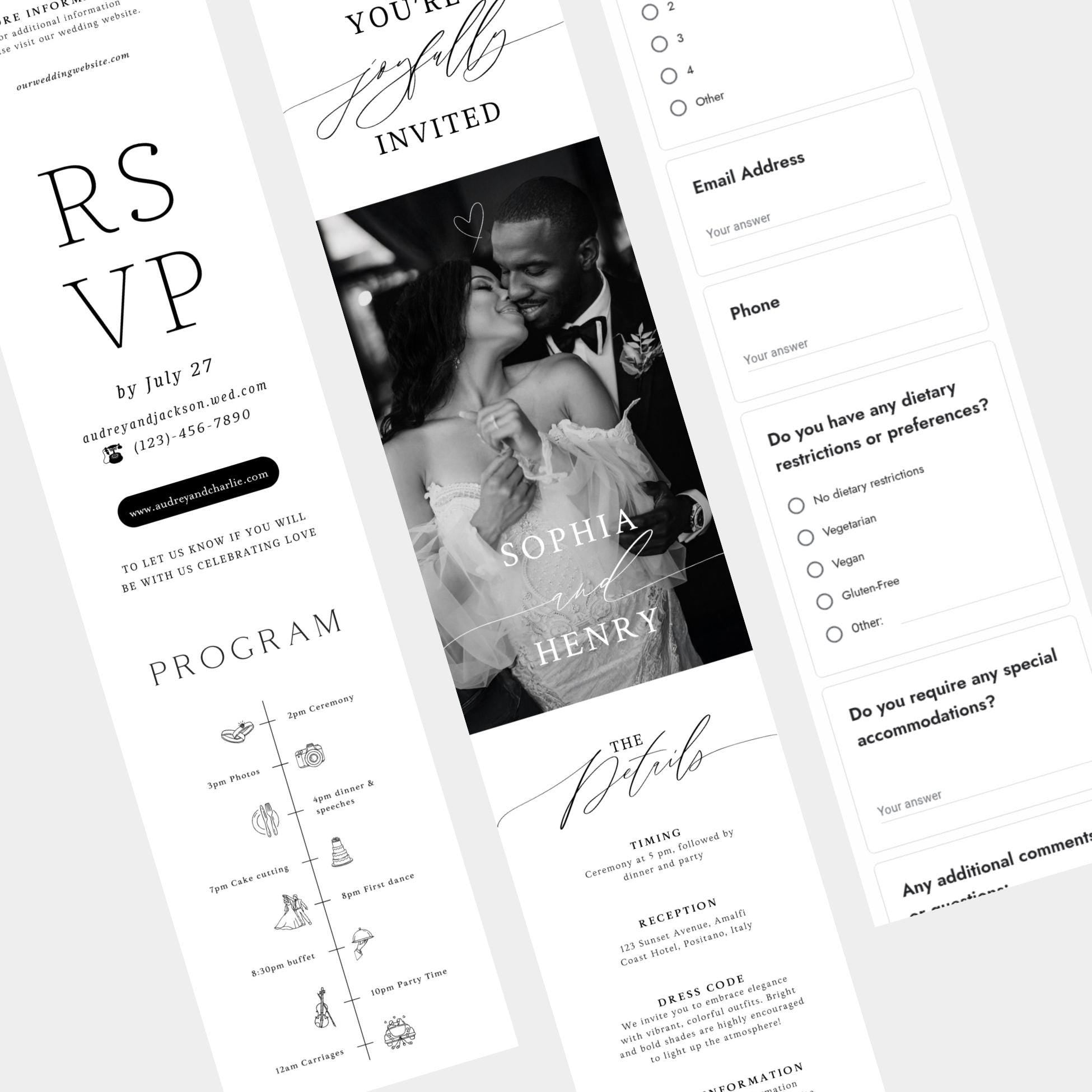 Digital Wedding Invitation Website: Editable Canva Template with RSVP