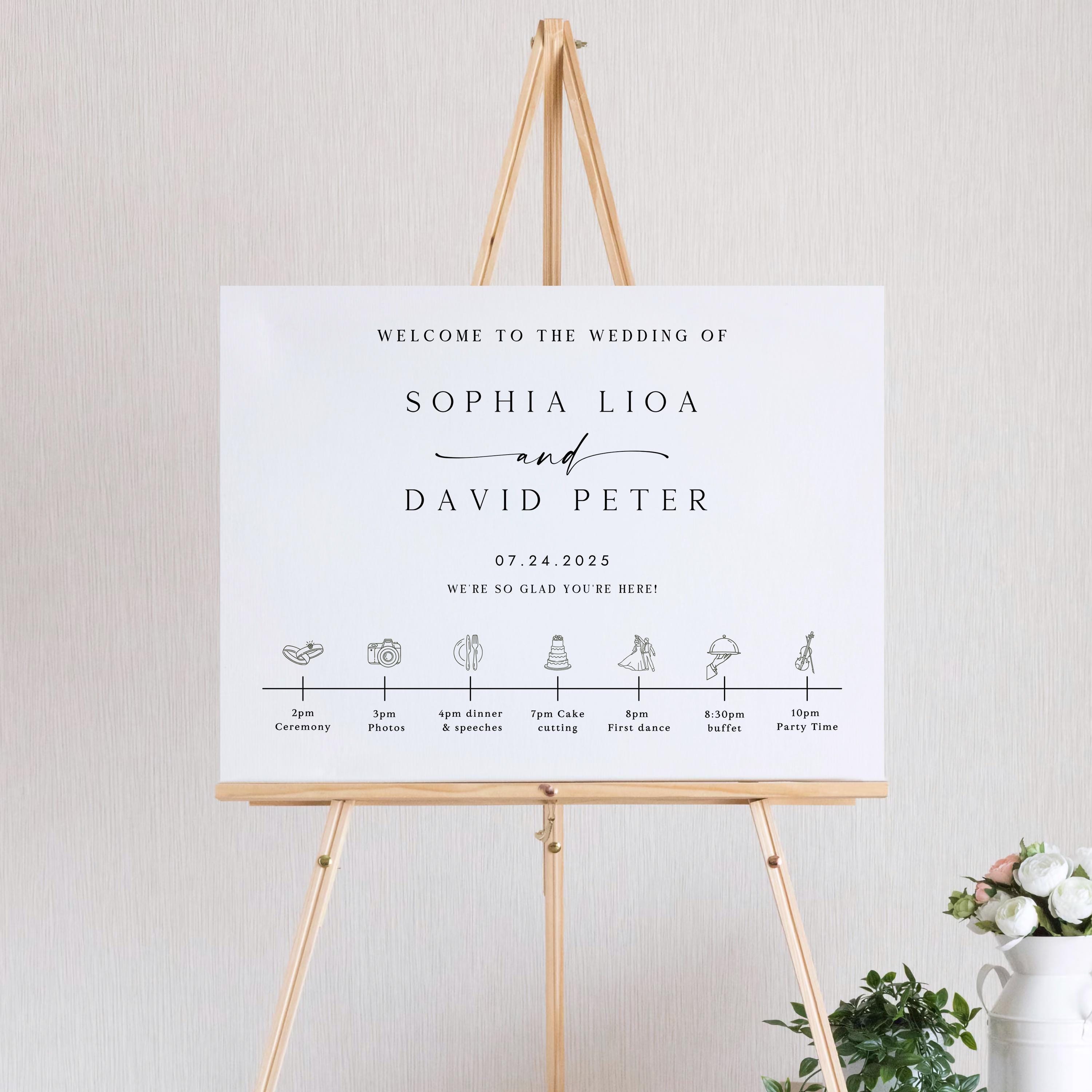 Minimalist Wedding Welcome Sign Template: Editable Canva Design (Digital Download)