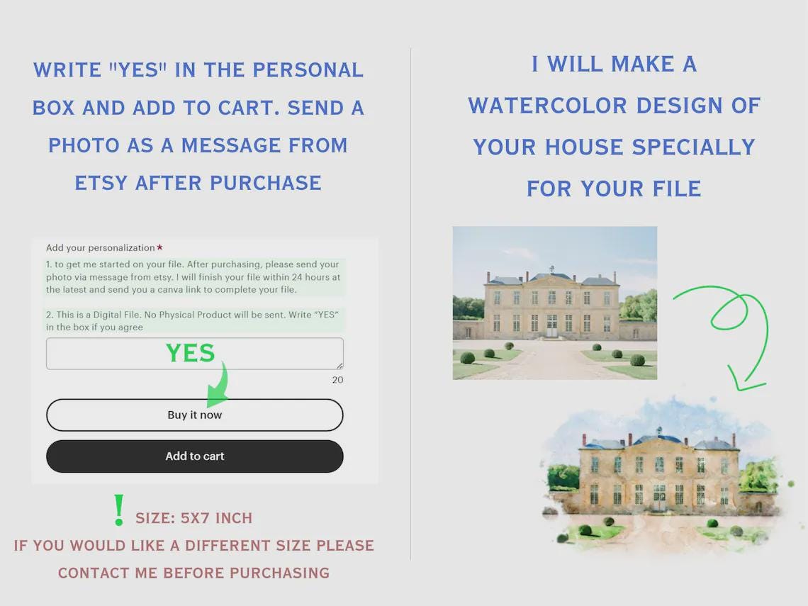 Custom Watercolor Wedding Venue Illustration: Digital File
