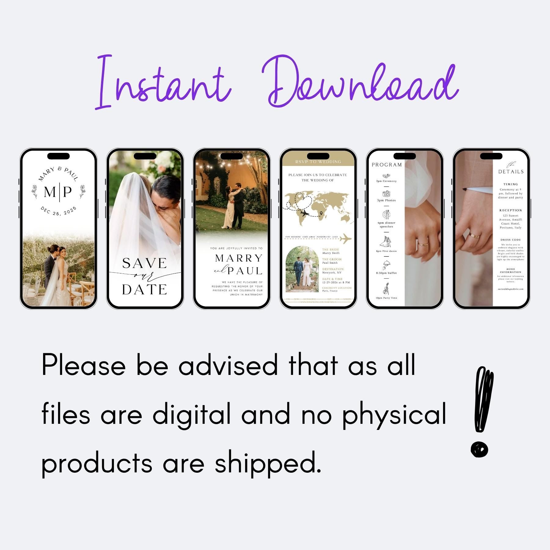 Animated Wedding Video Invitation: Photo & Music Template (Canva)