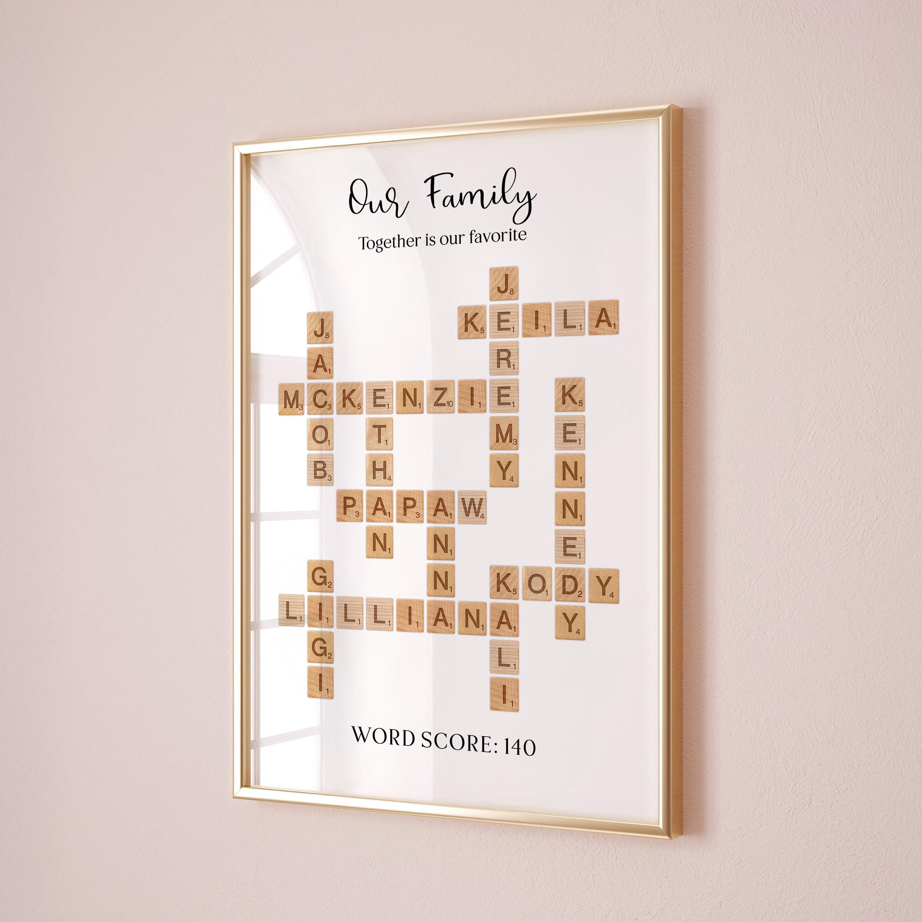 Personalized Family Scrabble Name Print, Custom Crossword Gift (Digital Download)
