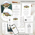 Custom Watercolor Venue Wedding Invitation | Printable Wedding Stationery Bundle | Editable Canva Template