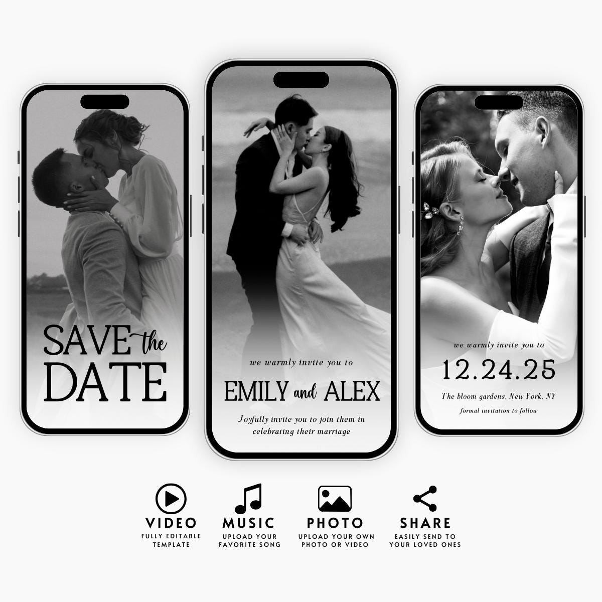 Animated Wedding Save The Date Video Invitation (Digital Download)