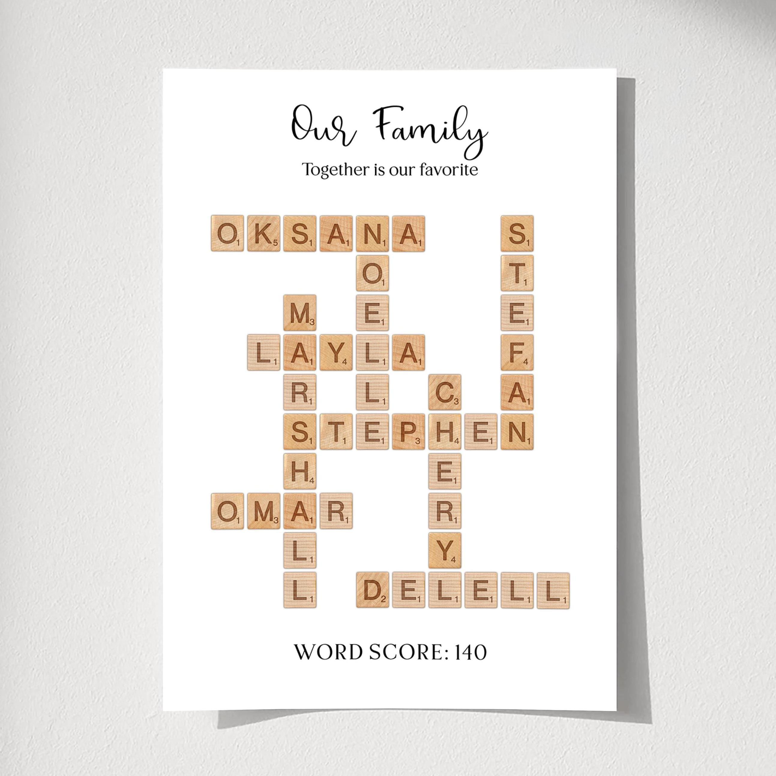Personalized Family Scrabble Name Print, Custom Crossword Gift (Digital Download)