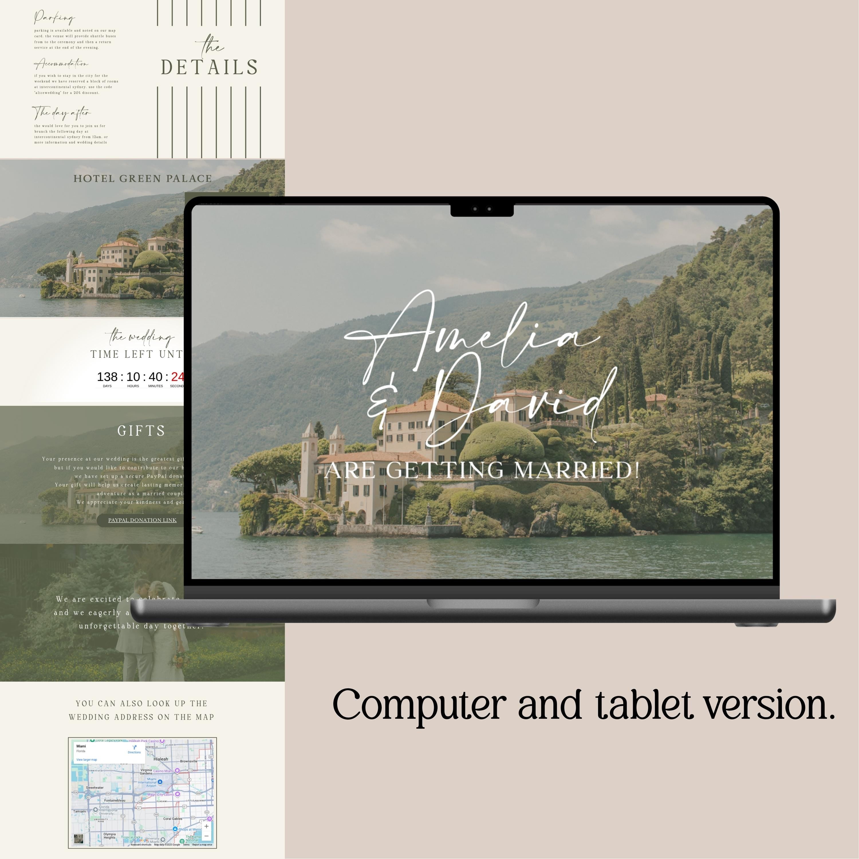 Editable Wedding Website Template - RSVP Tracker & Countdown Included