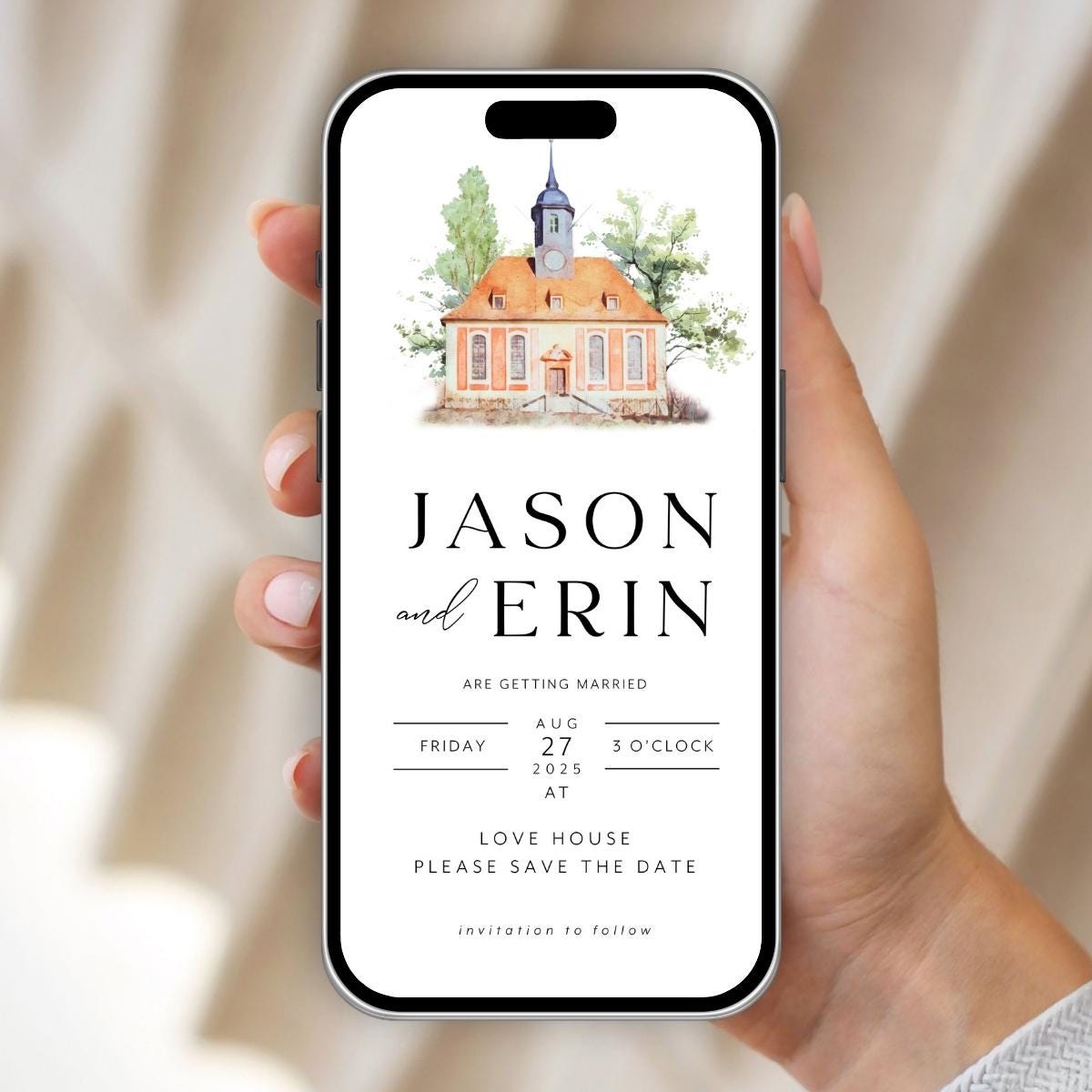 Watercolor Venue Digital Save the Date E-vite