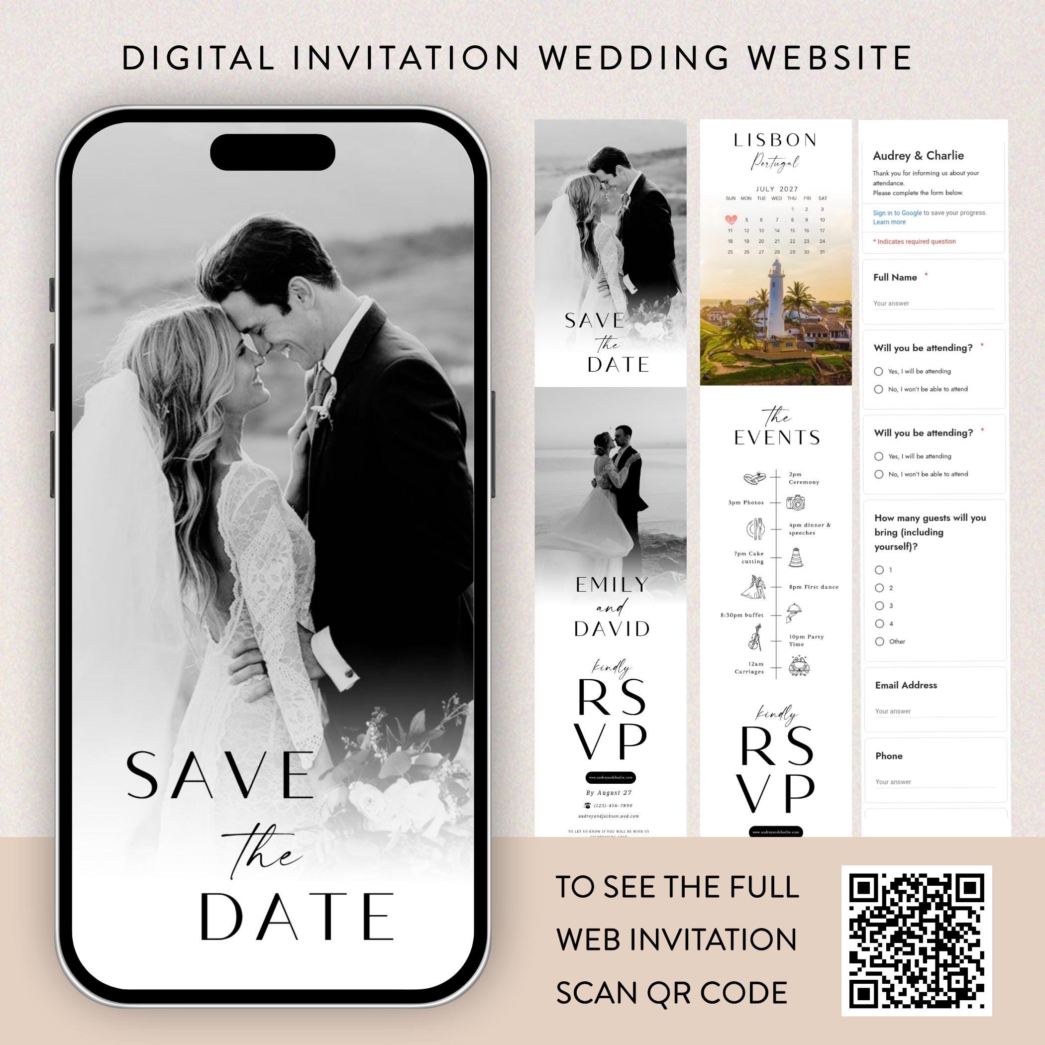 Interactive Wedding Invitation: RSVP, Map, Countdown Timer