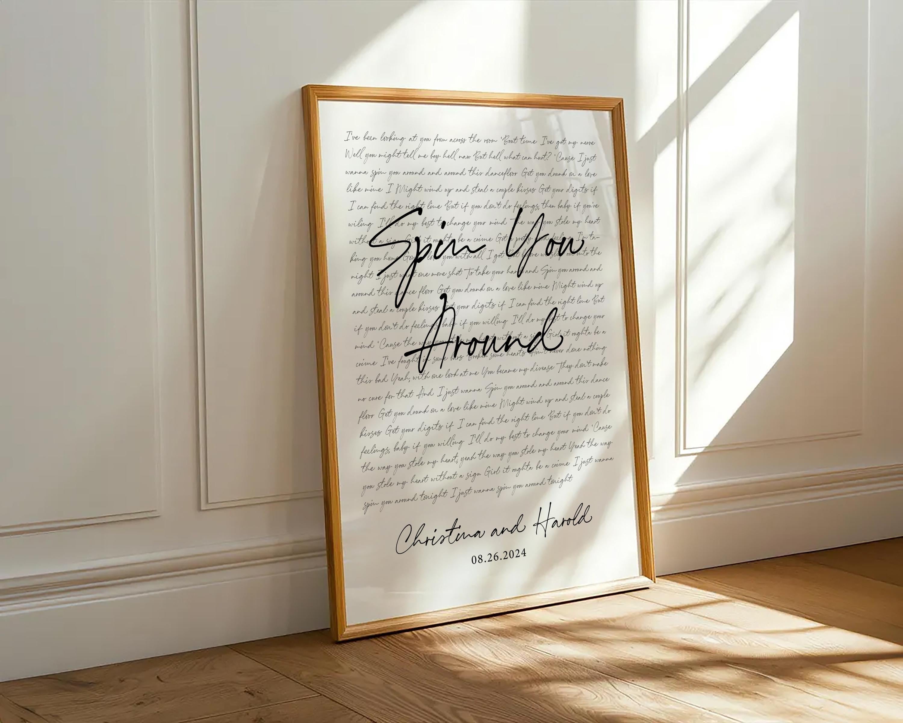 Personalized Wedding Song Lyrics Print: Custom Anniversary Art