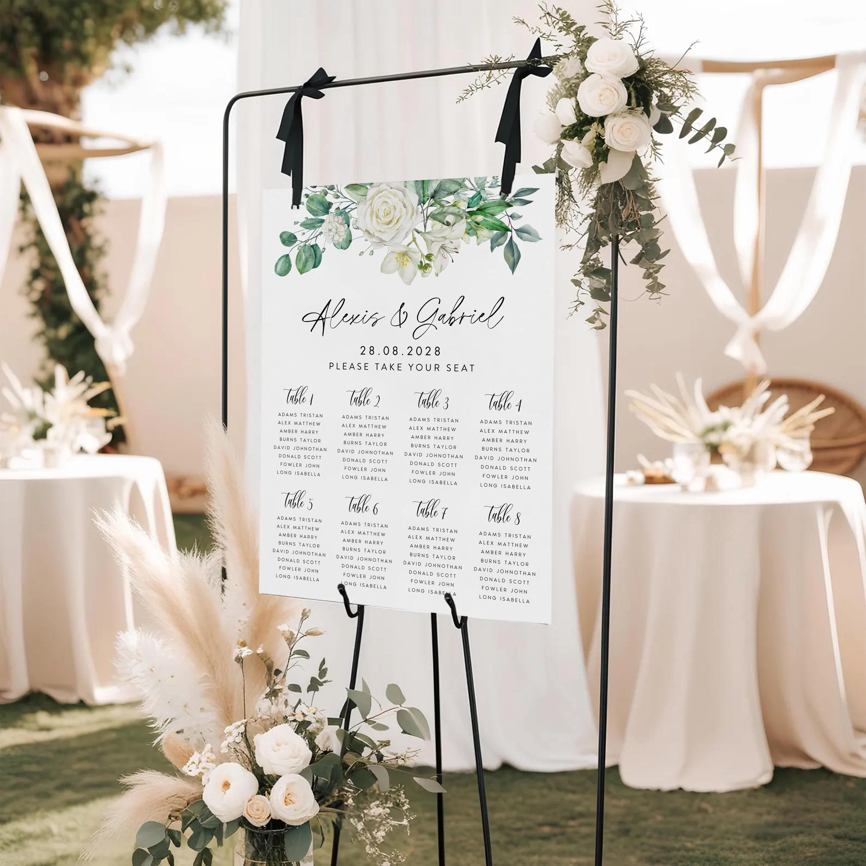 Editable Wedding Seating Chart Template: Minimalist Canva Design (Digital Download)