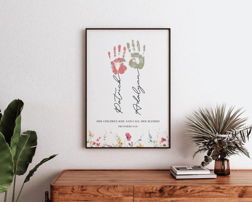 Custom Birth Month Flower Garden Print, Watercolor Family Name Art (Digital Download)