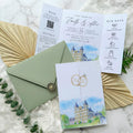 Custom Watercolor Venue Wedding Invitation | Editable Canva Gatefold Invite | Modern Wedding Template