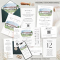Custom Watercolor Venue Wedding Invitation Suite | Modern Invite set | Editable Canva Template