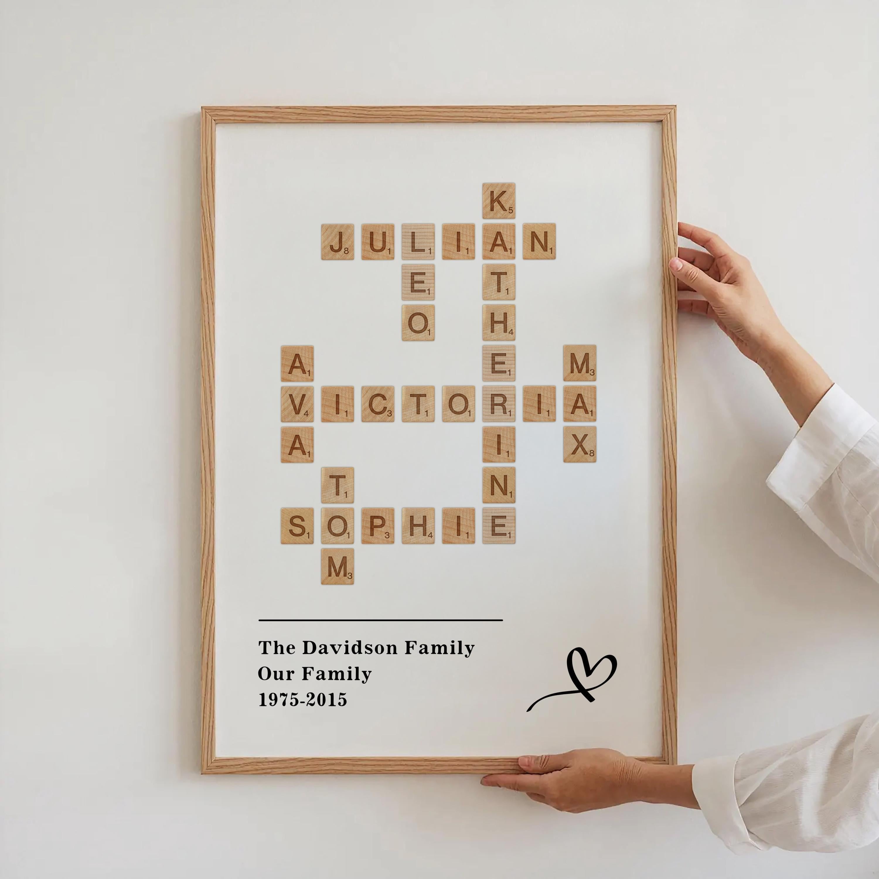 Family Name Scrabble Print, Custom Puzzle Art, Mother's day gift - (Digital Download)