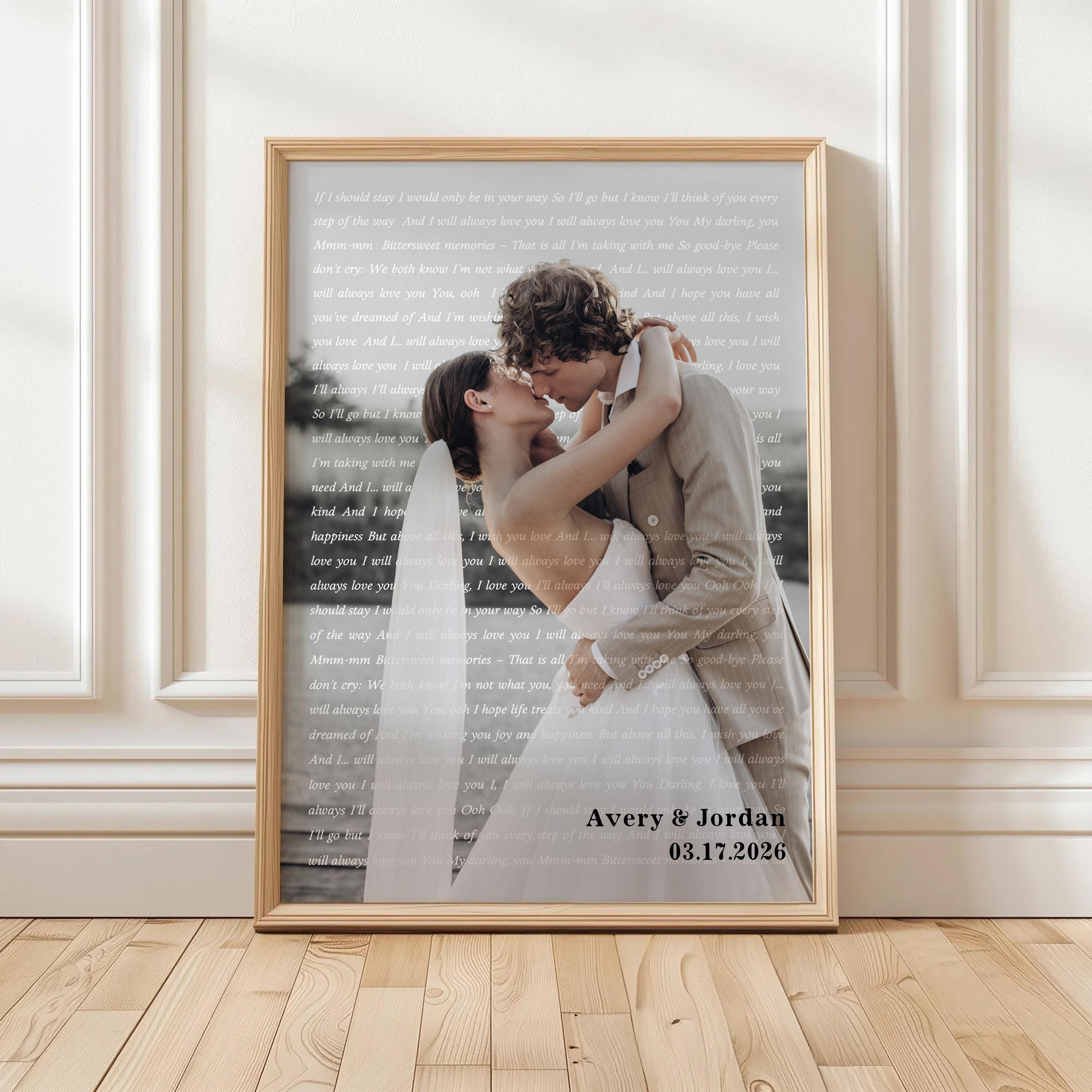 Wedding Song Lyrics Print, Personalized Photo (First Dance or Anniversary)
