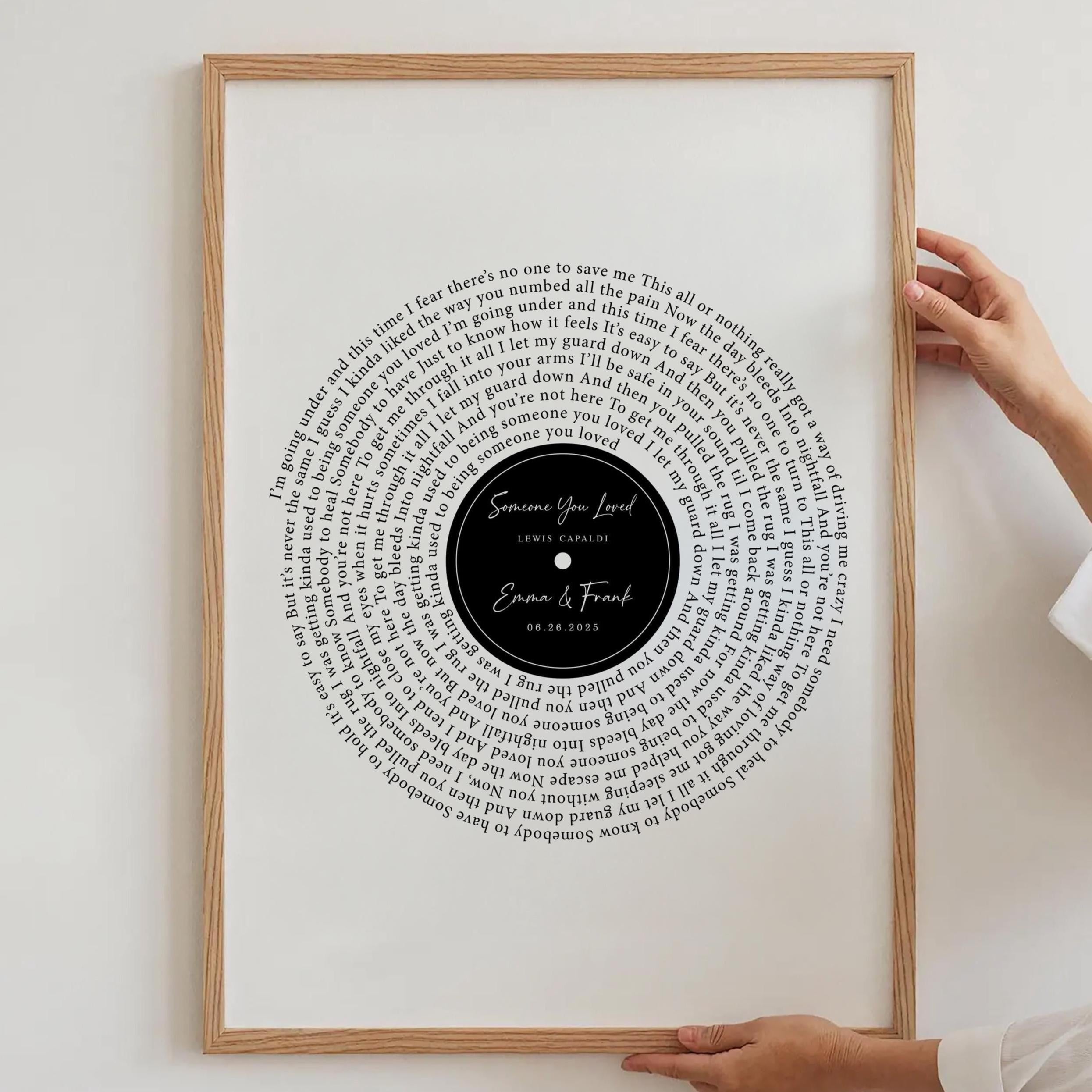 Wedding Song Lyrics Print: Custom Vinyl Record Style - Digital Download