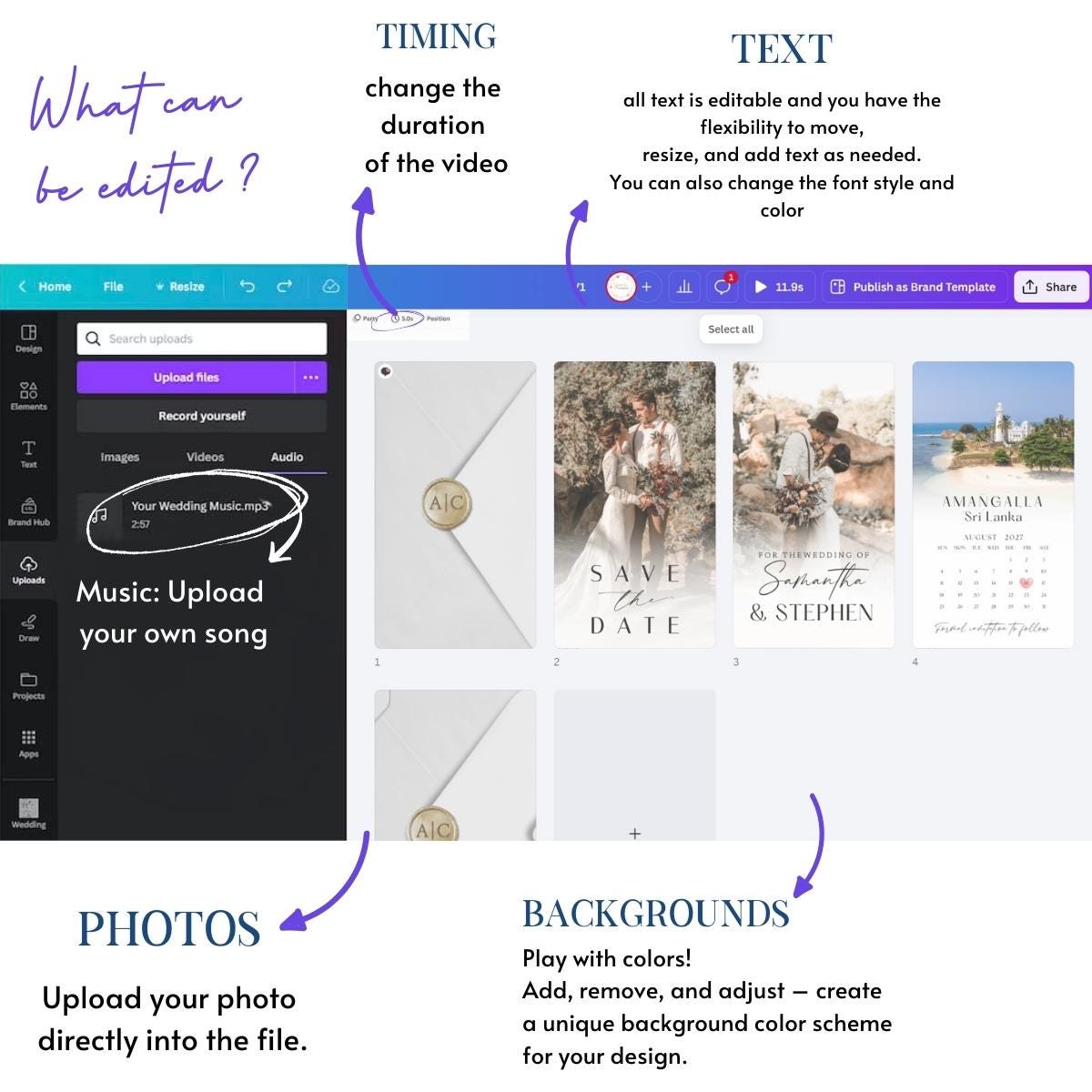 Animated Wedding Invitation Template: Minimalist Digital Phone Invite (Canva)
