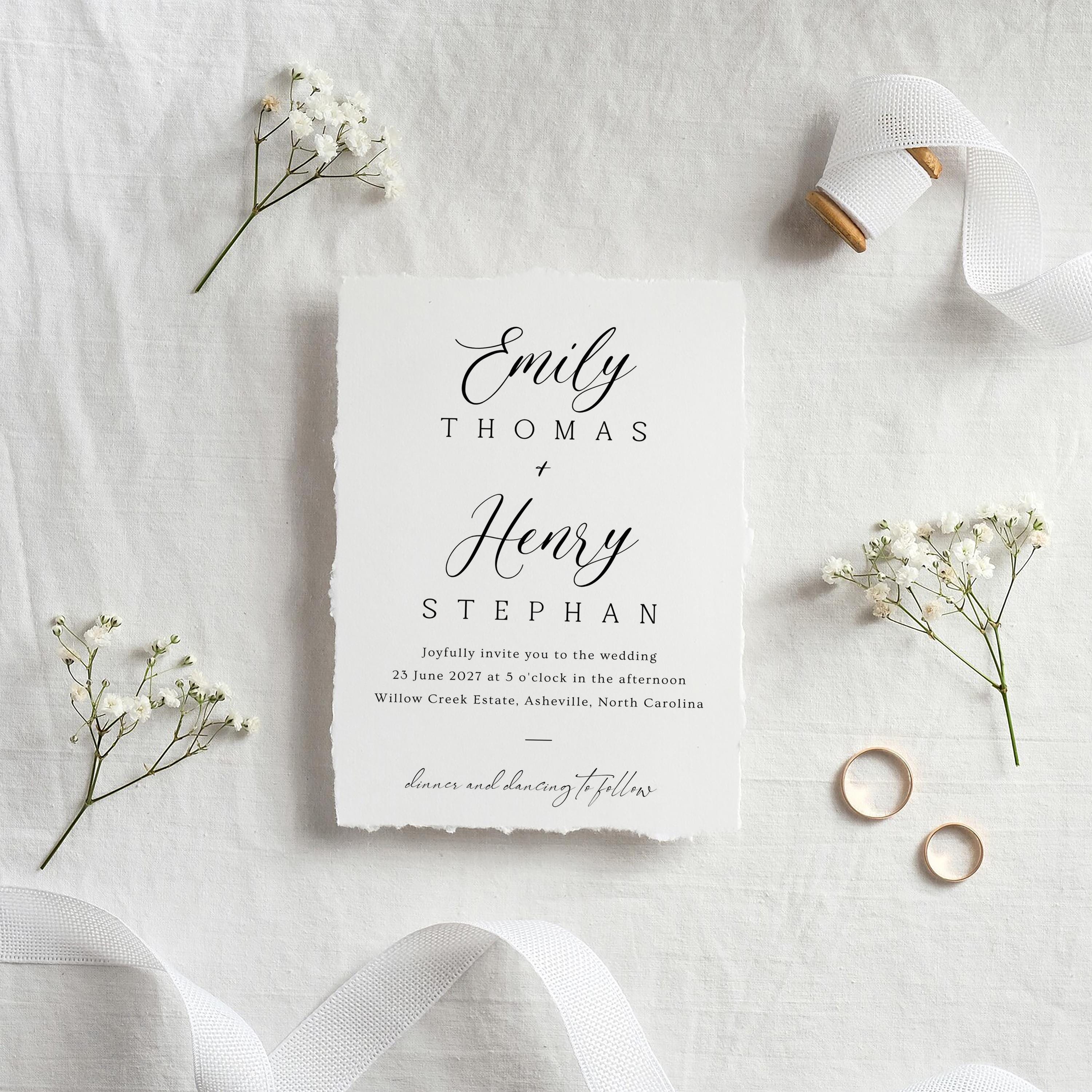 Modern Minimalist Wedding Invitation Template: Editable Canva Design (Digital Download)