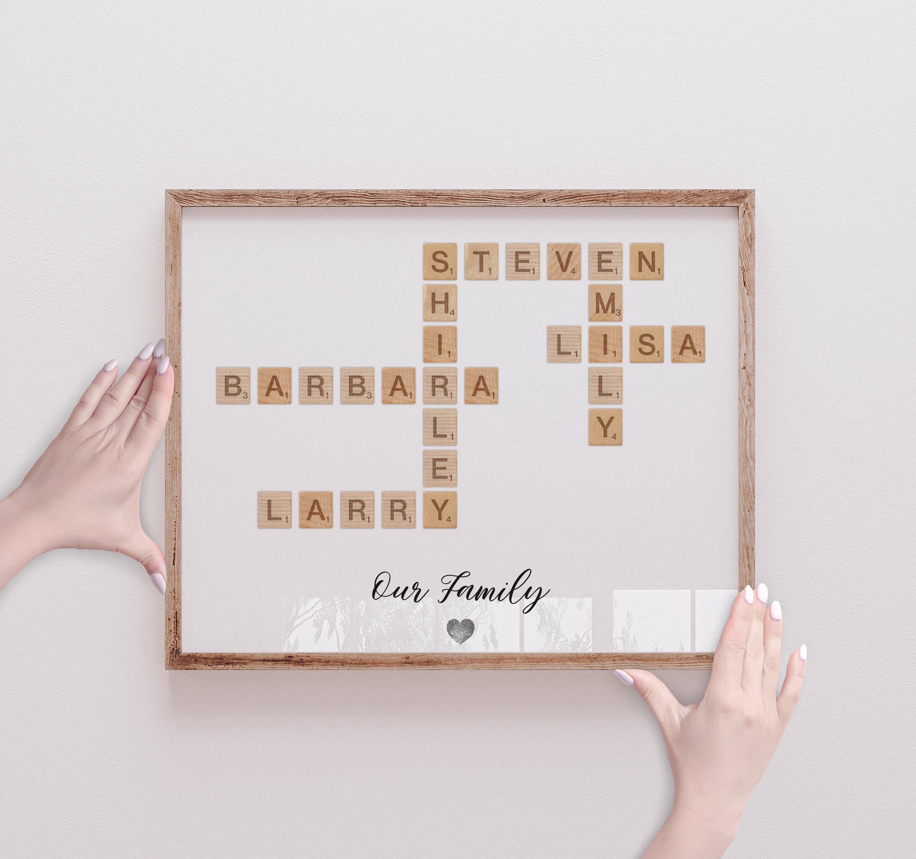 Personalized Family Name Print - Scrabble Puzzle Style Wall Decor