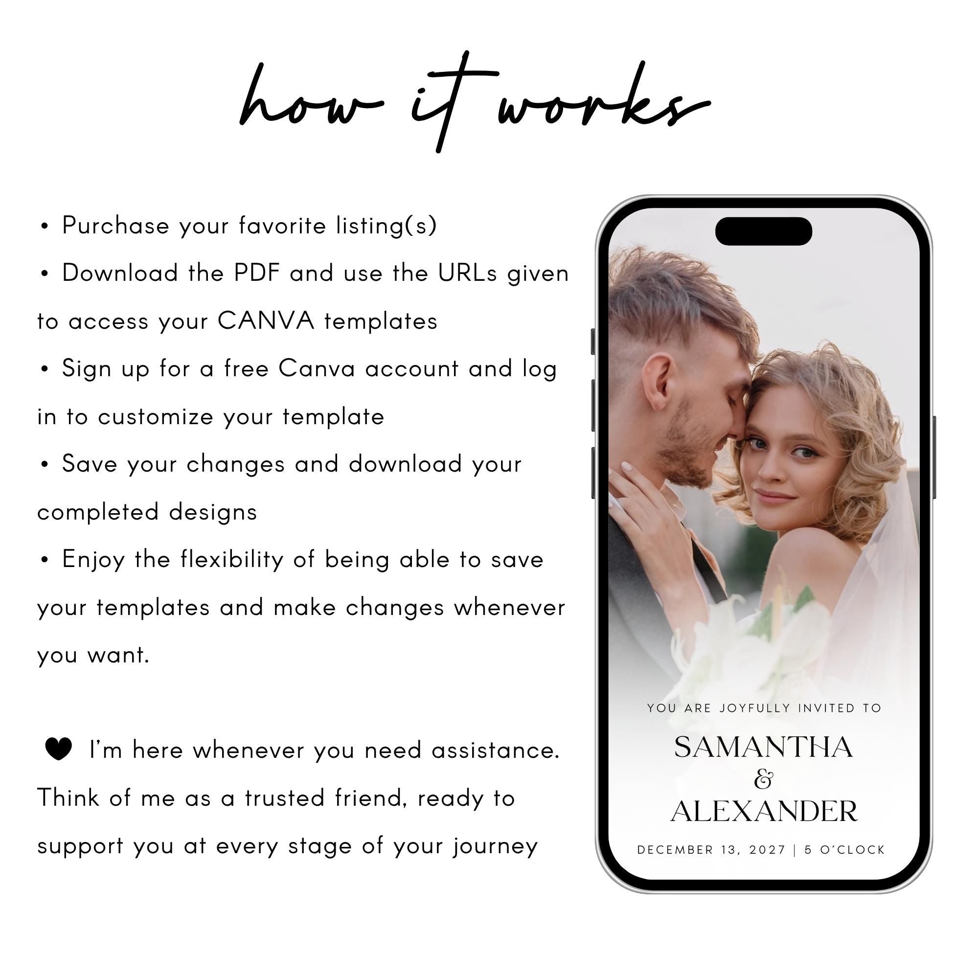 Animated Wedding Video Invitation Template, Canva Editable, Add Photo and Music