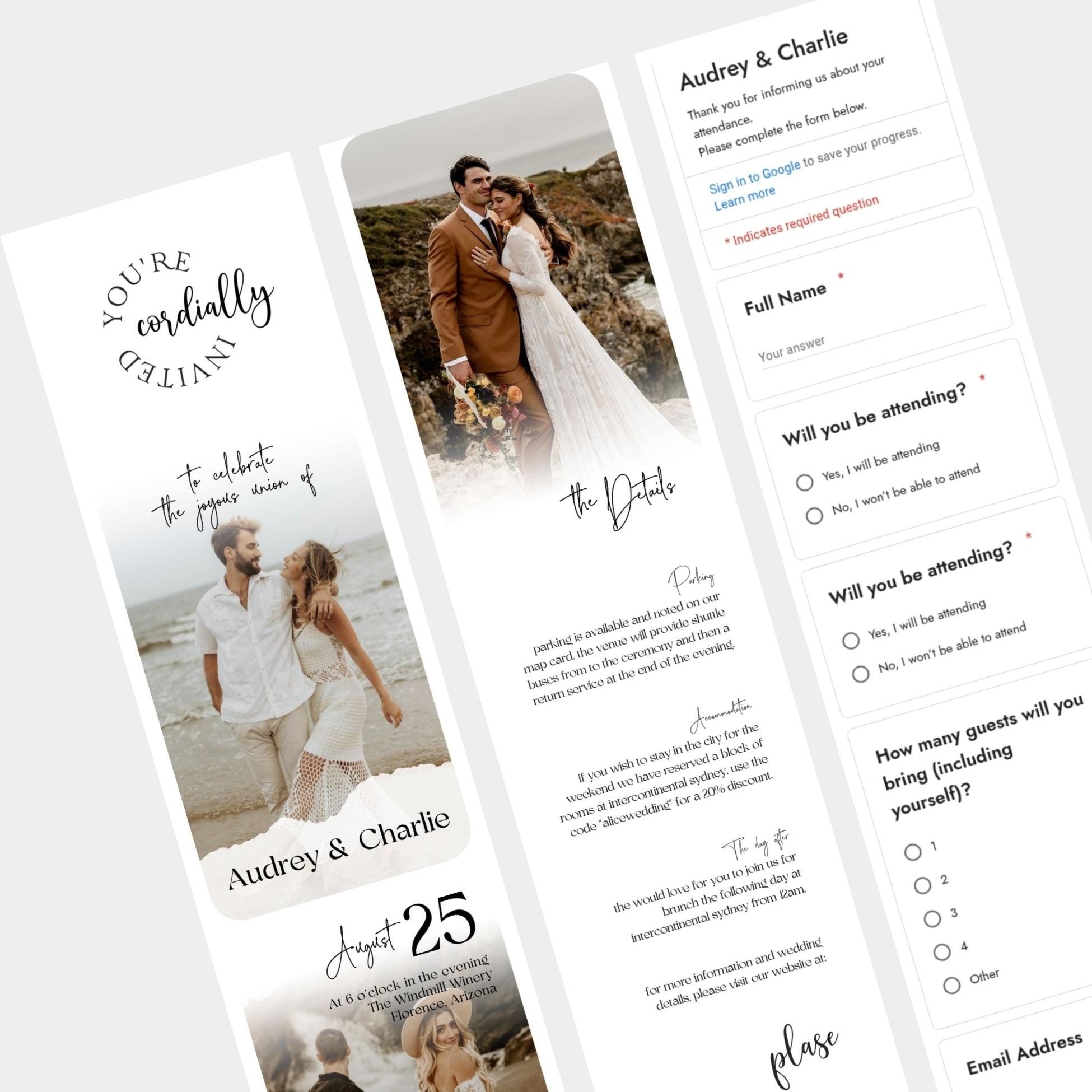 Wedding Web Invitation Template, Interactive RSVP, Countdown (Digital Download)