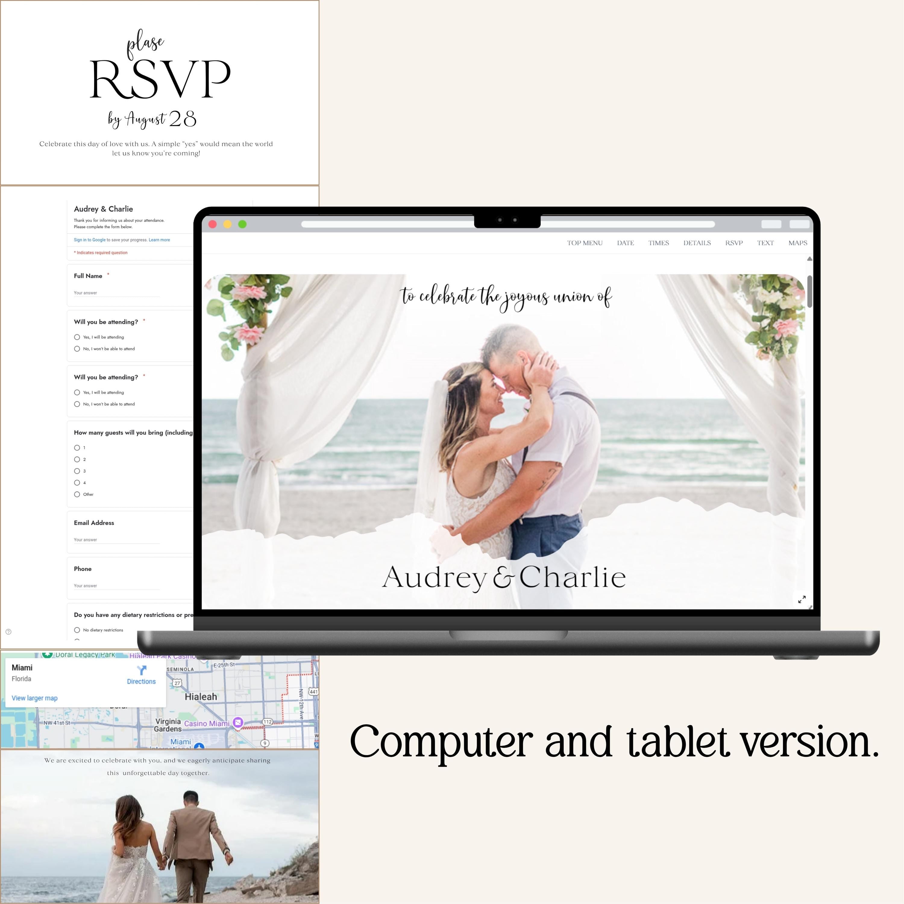 Minimalist Wedding Website Template - Easy Online RSVP