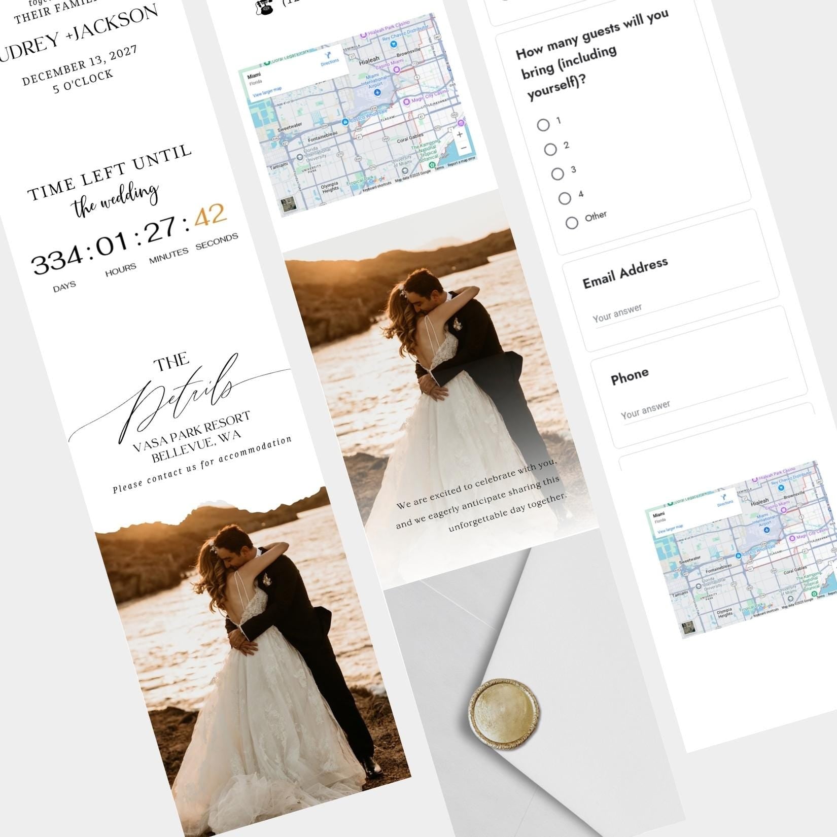 Digital Wedding Invitation Website: RSVP, Countdown, Canva Template