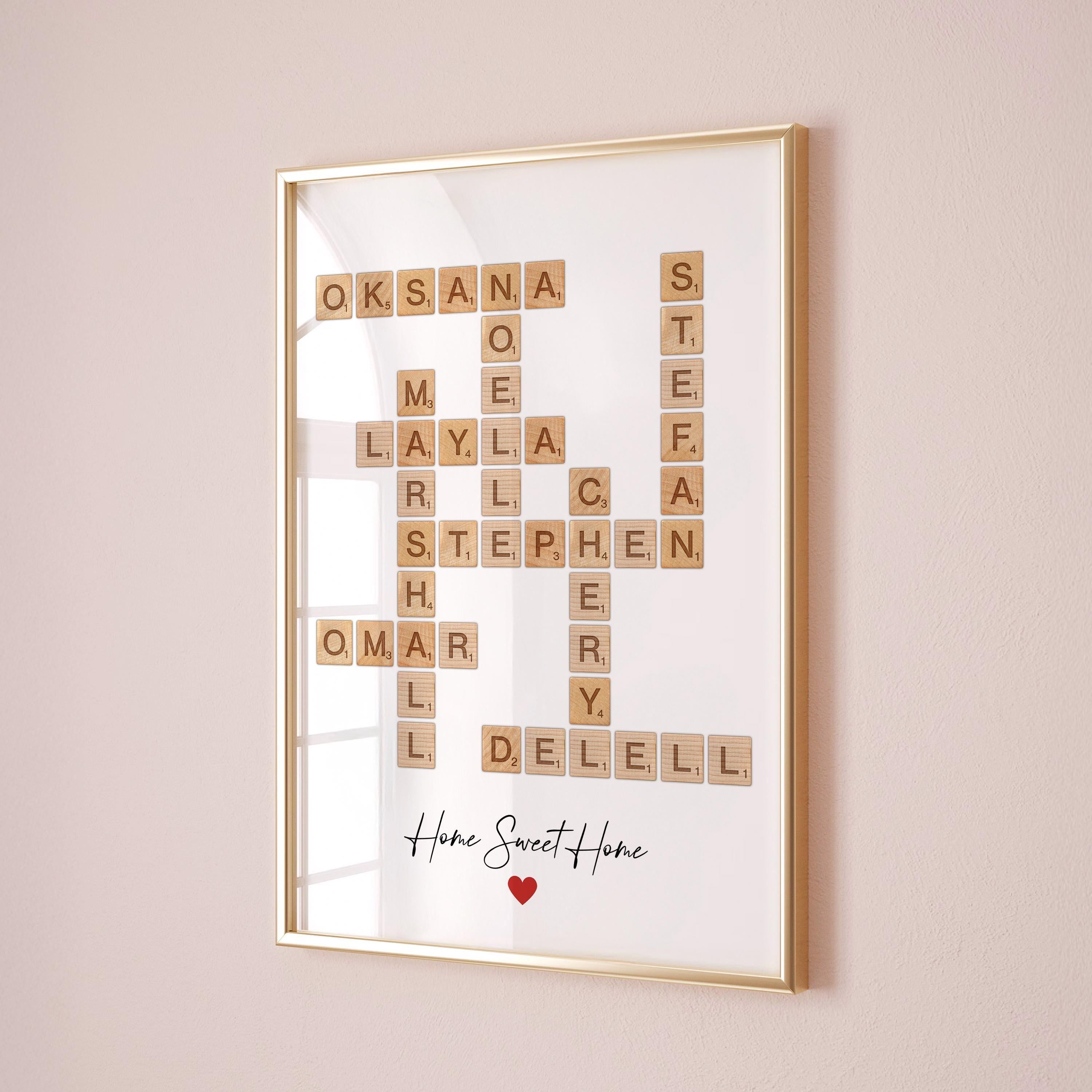 Personalized Family Name Wall Art - Custom Scrabble Puzzle Print