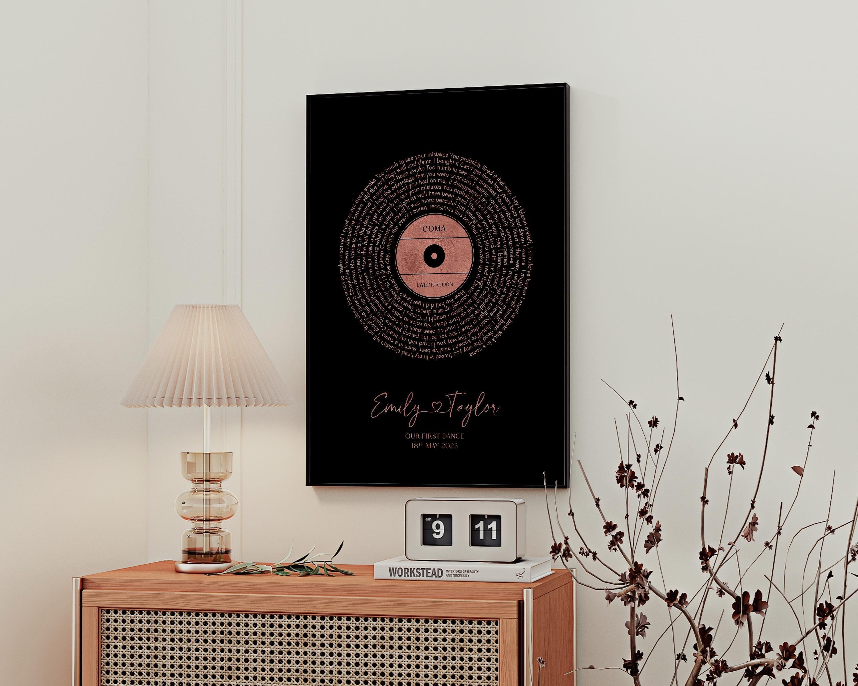 Song Lyrics Wall Art: Personalized Vinyl Record - Digital Download