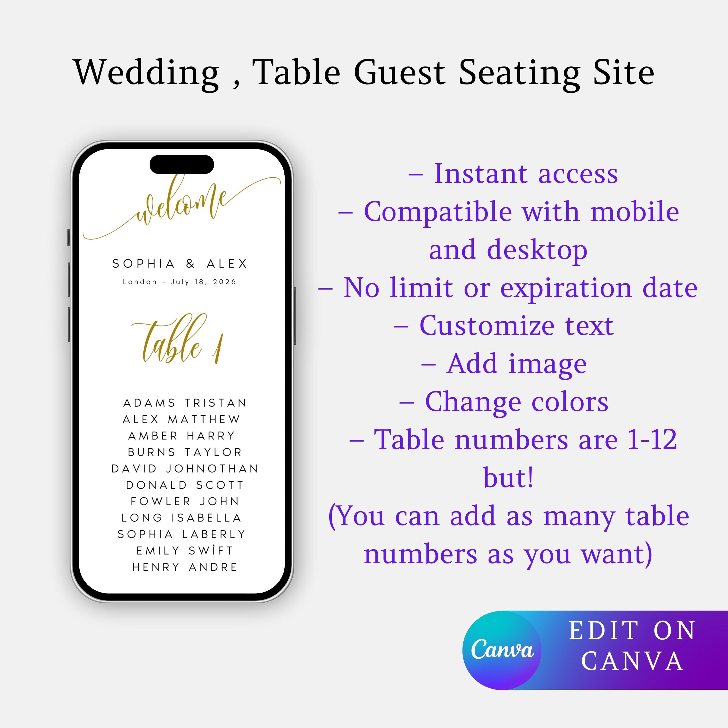 Digital Wedding Seating Chart Template: QR Code Welcome Sign