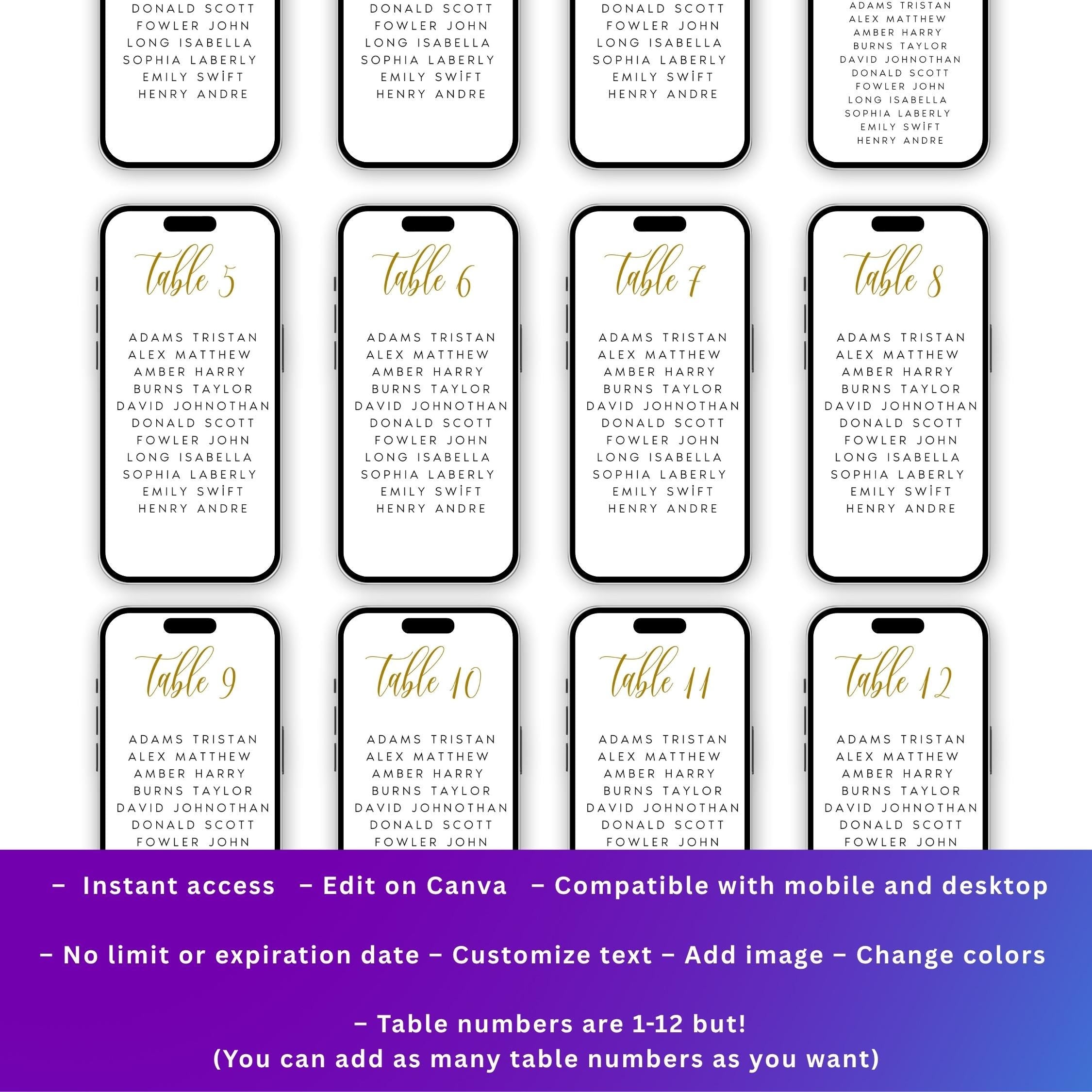 Digital Wedding Seating Chart Template: QR Code Welcome Sign