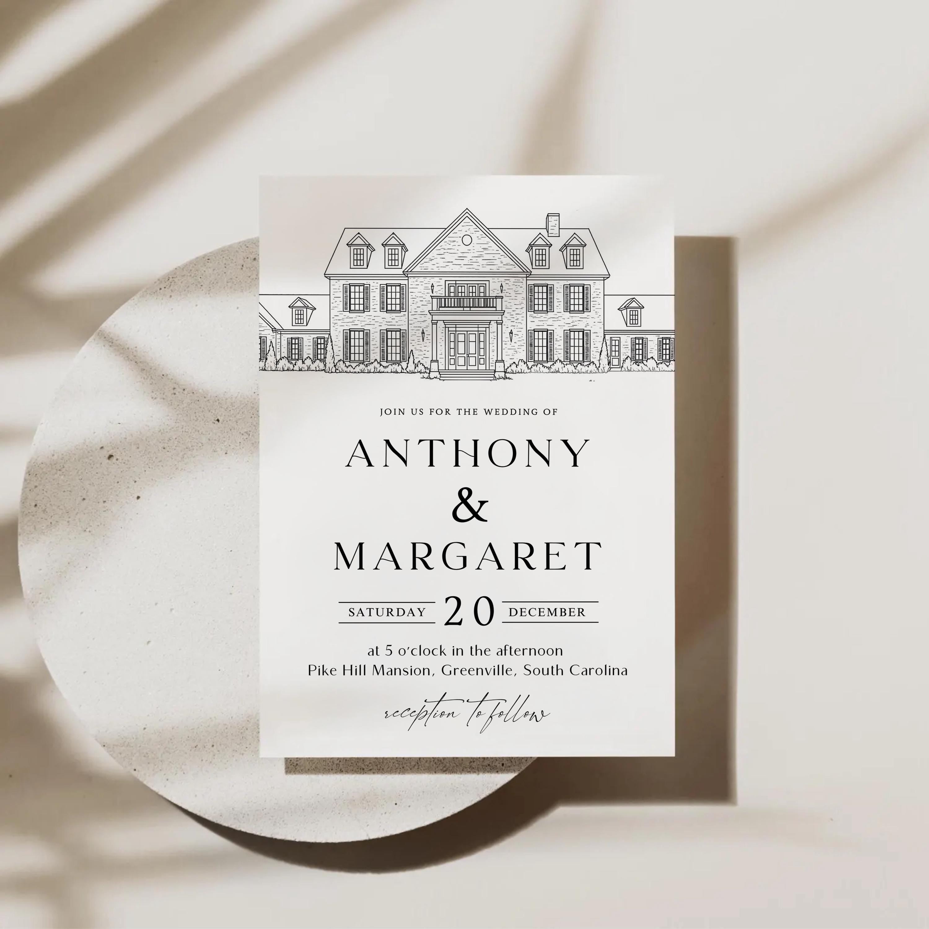 Custom Wedding Venue Line Art Invitation: DIY Canva Template (RSVP ,Details,include) (Digital Download)