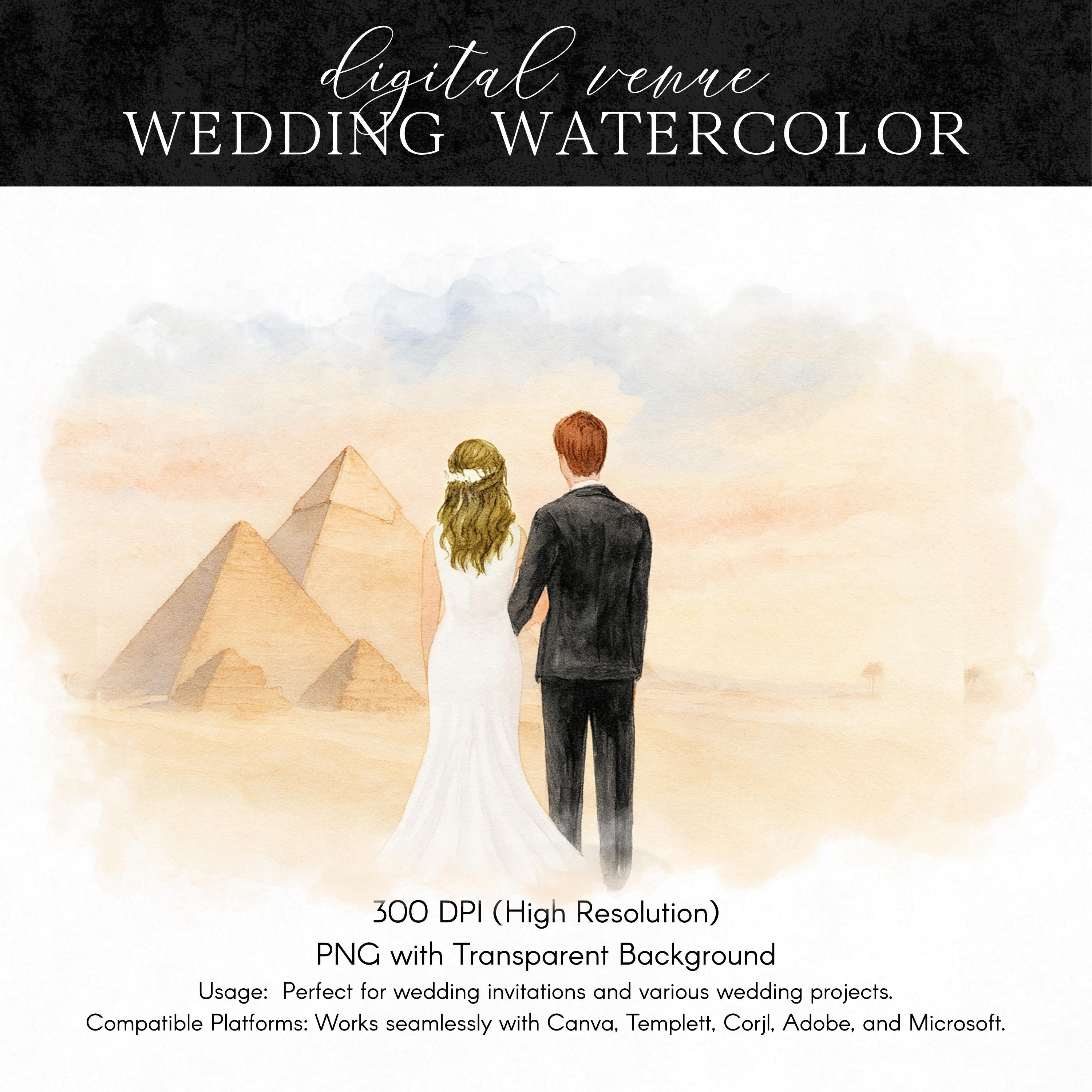 Custom Wedding Venue Watercolor Illustration: Digital Painting Print