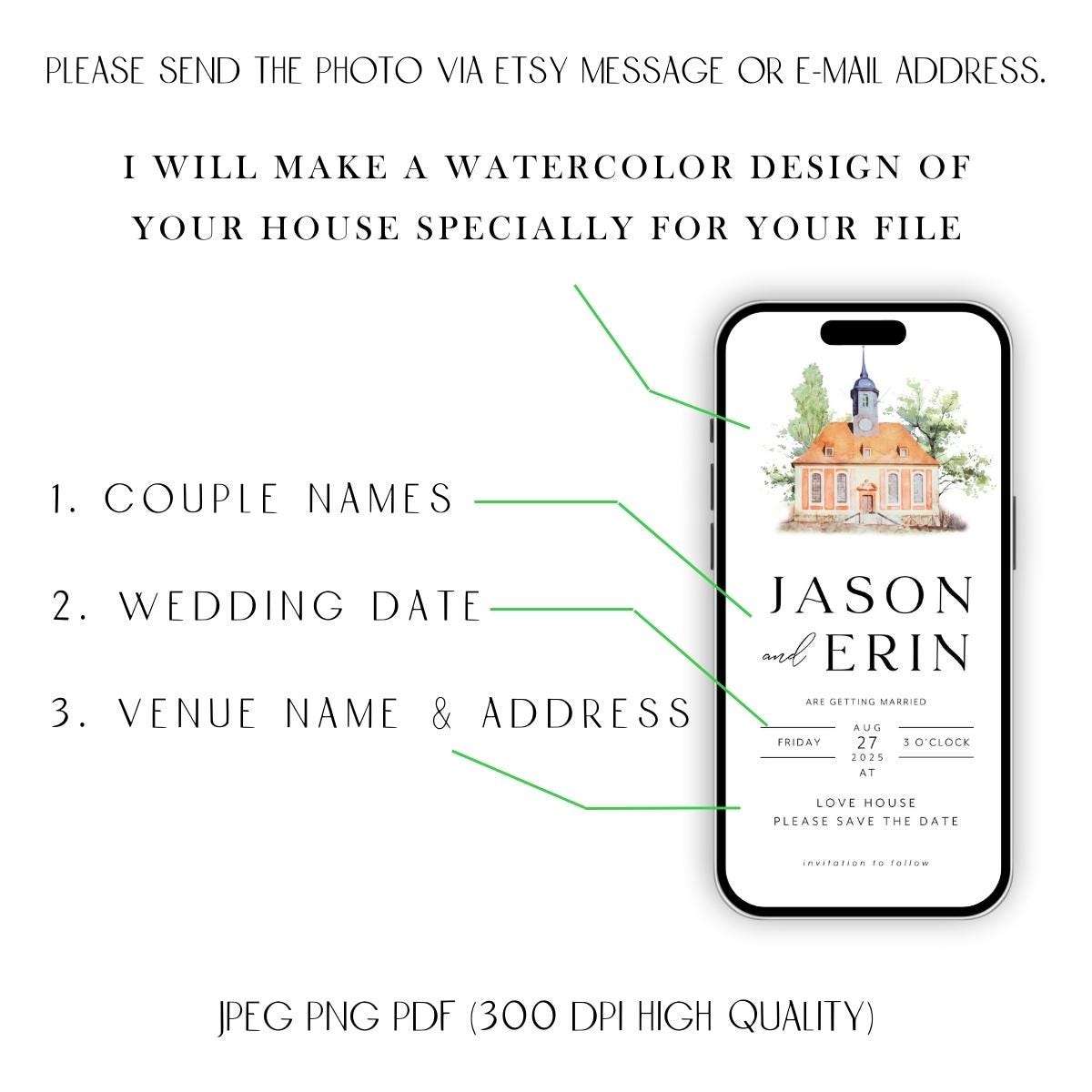 Watercolor Venue Digital Save the Date E-vite