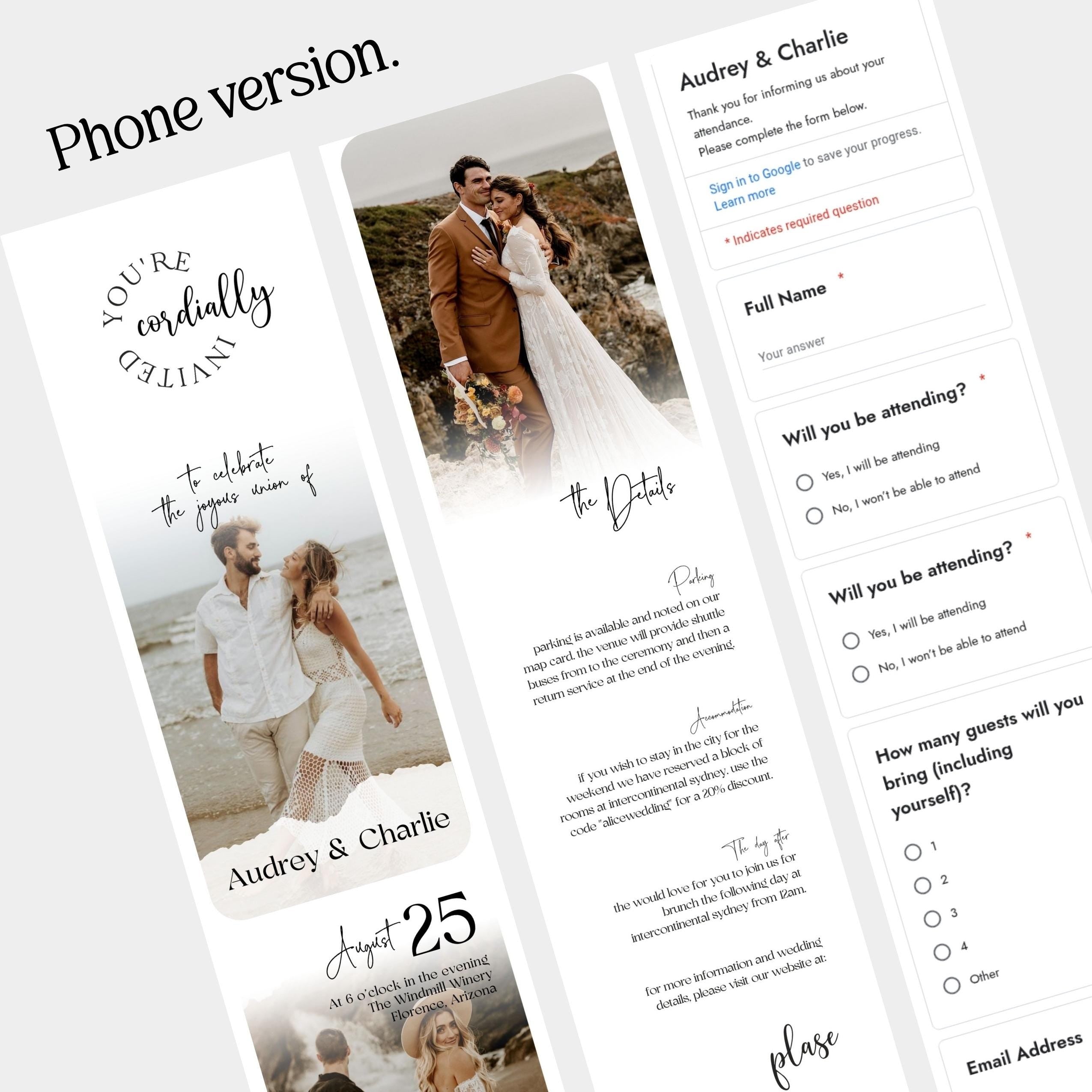 Minimalist Wedding Website Template - Easy Online RSVP