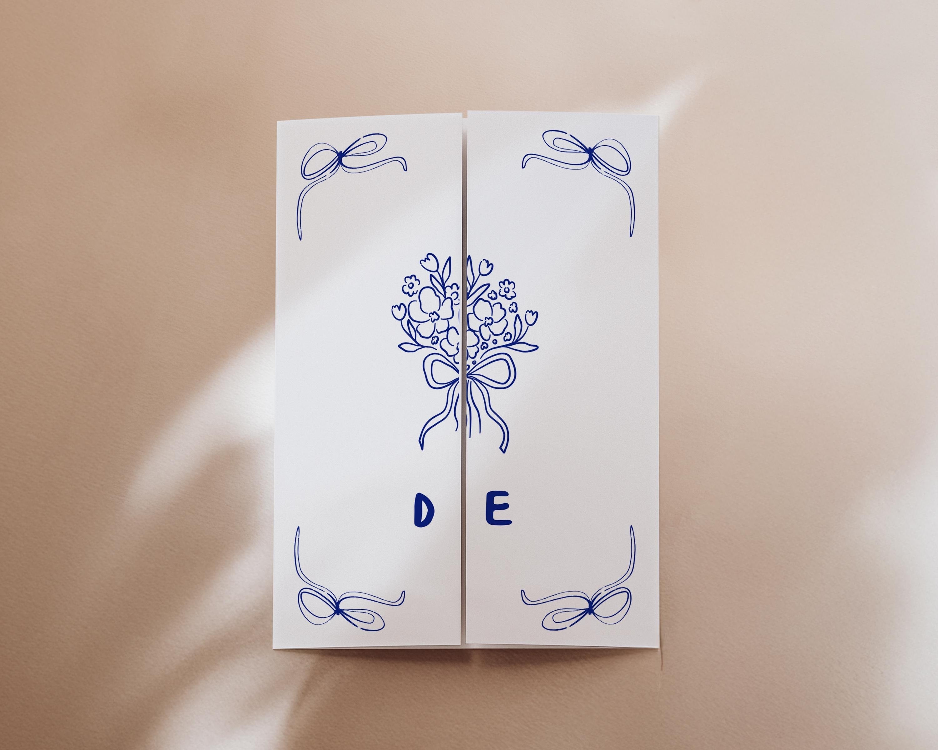 Hand Drawn Wedding Invitation Template: Gatefold Card with QR Code (Digital Download)