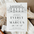 Wedding Venue Line Art Invitation: Custom Venue Sketch (Canva Template, Digital Download)