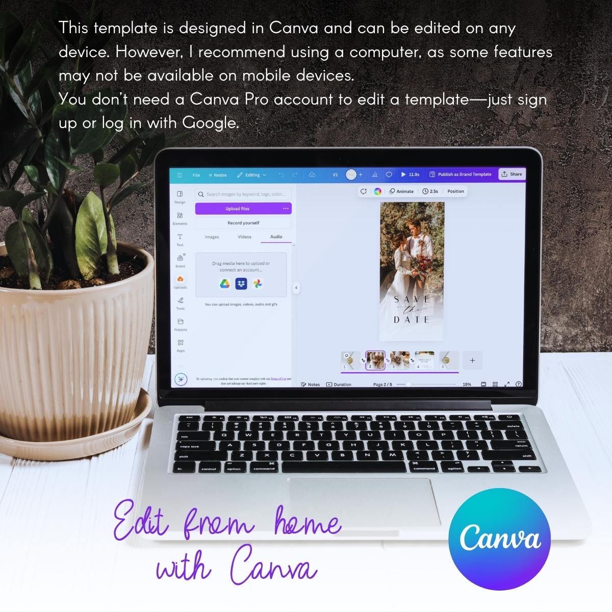 Photo Save the Date Video Invitation: Minimalist Calendar (Editable Canva Template)