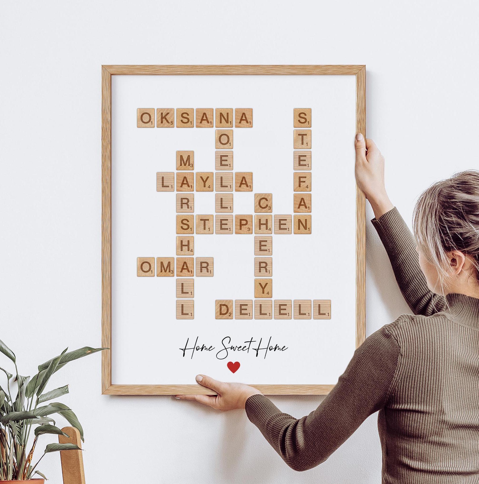 Personalized Family Name Wall Art - Custom Scrabble Puzzle Print