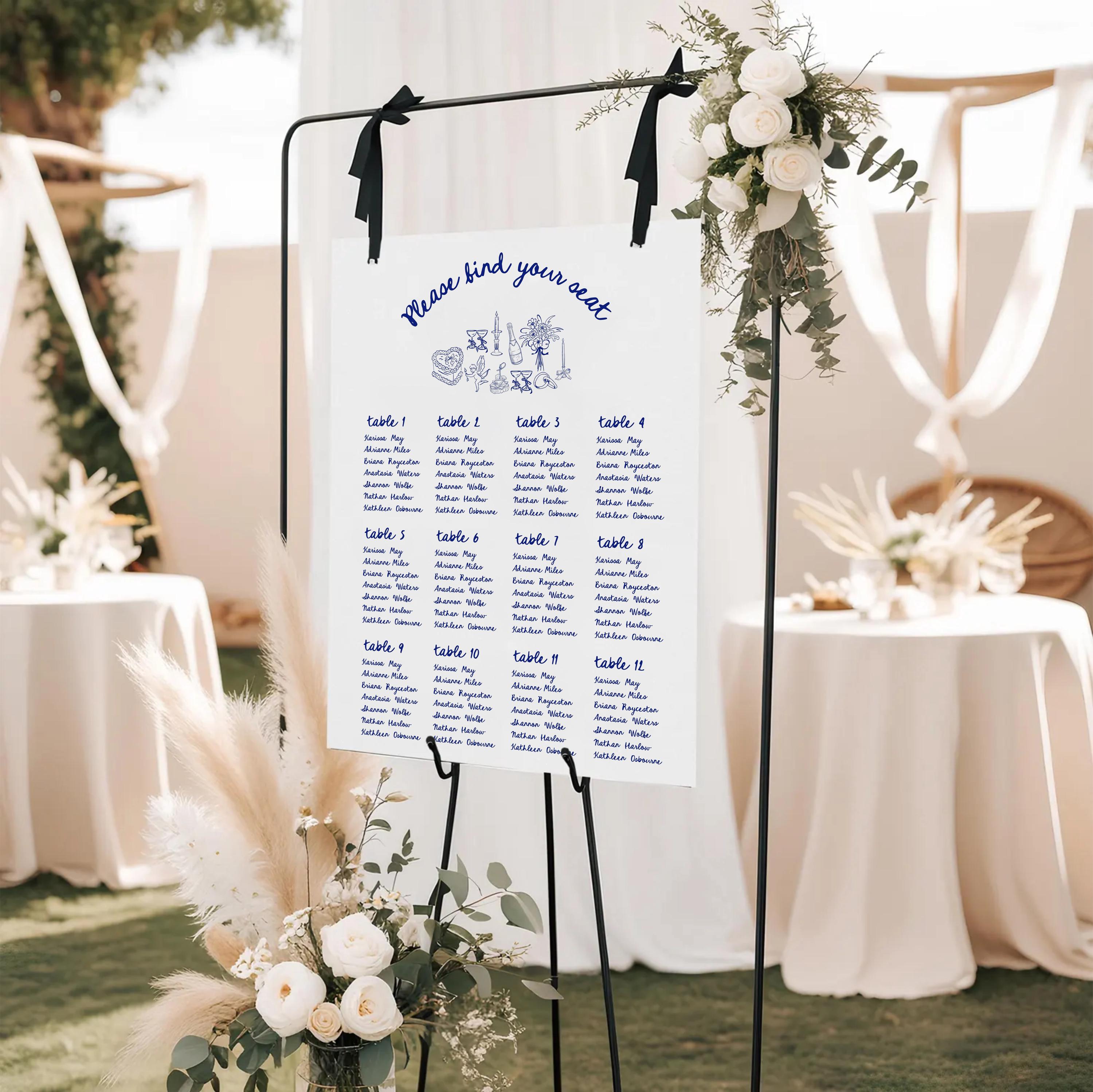Coastal Wedding Seating Chart Template: Beach Theme (Digital Download)