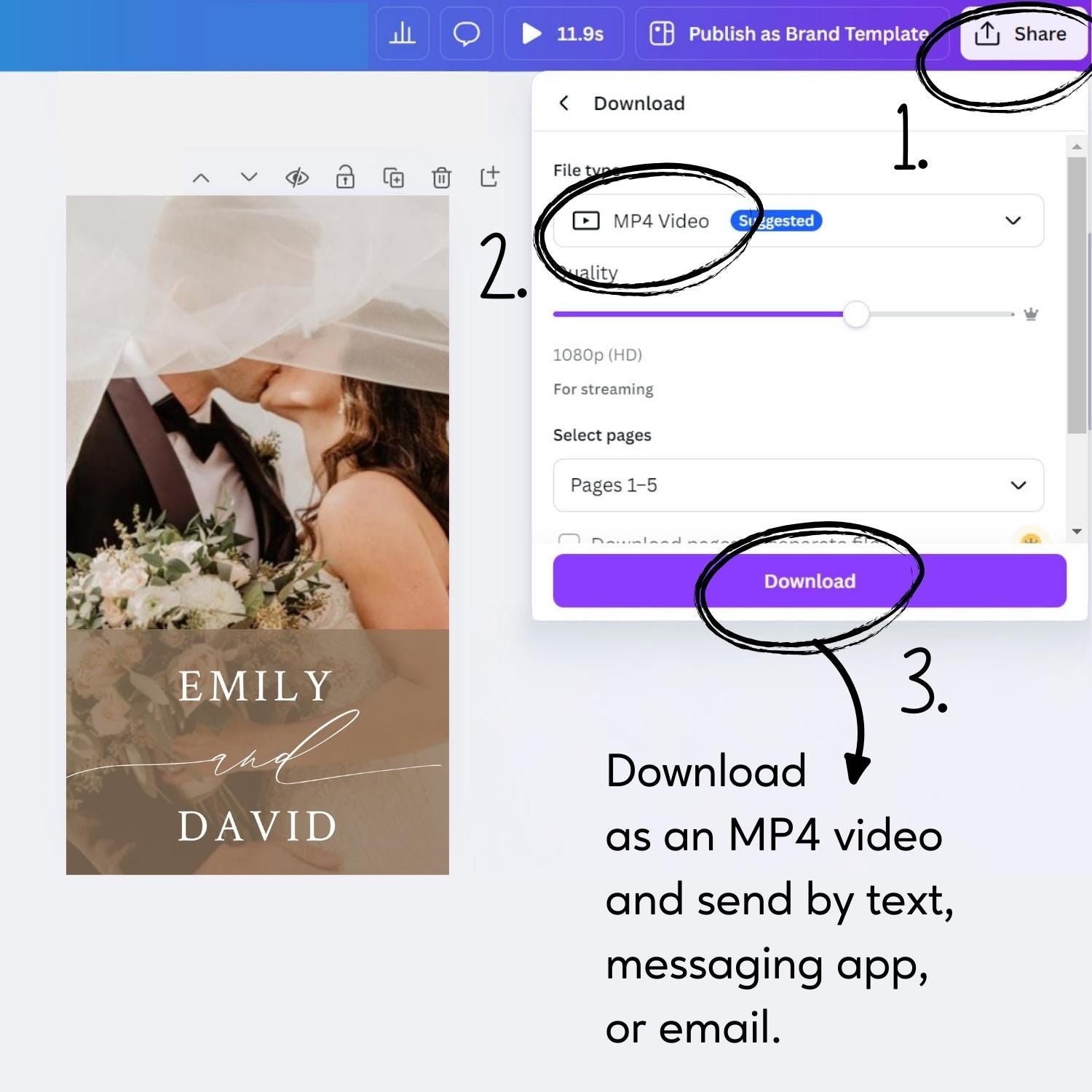 Animated Wedding Save the Date Template: Photo Invitation (Canva Editable, Digital Download)
