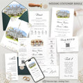 Custom Watercolor Venue Wedding Invitation Suite | Modern Invite set | Editable Canva Template