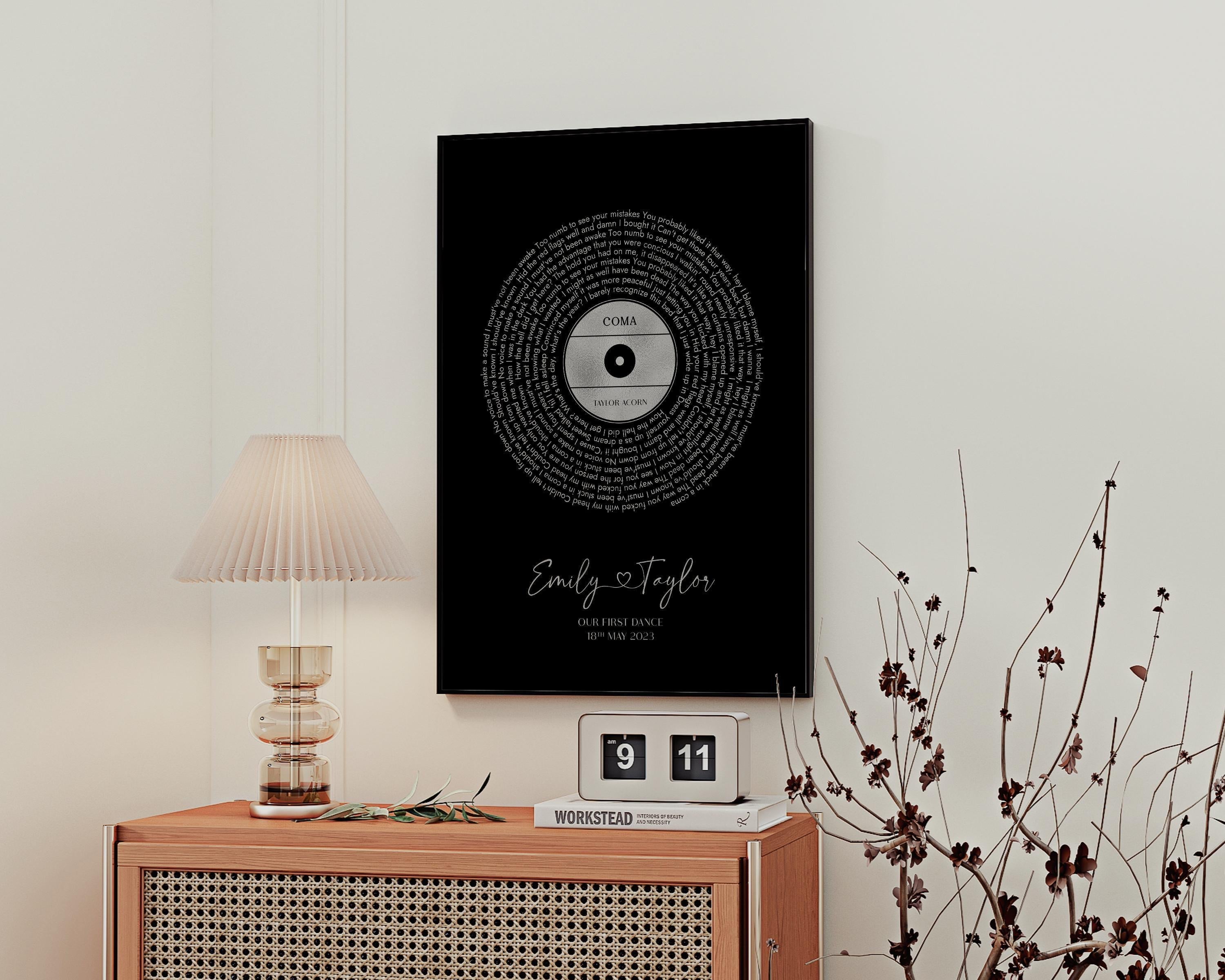 Song Lyrics Wall Art: Personalized Vinyl Record - Digital Download