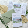 Personalized Watercolor Venue Wedding Invitation | Editable Canva Gatefold Invite | Custom Wedding Template