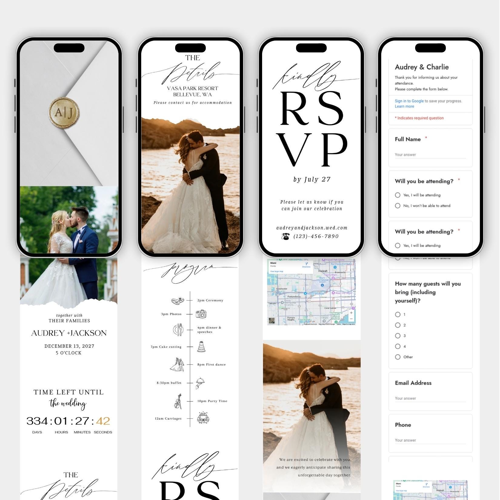 Digital Wedding Invitation Website: RSVP, Countdown, Canva Template