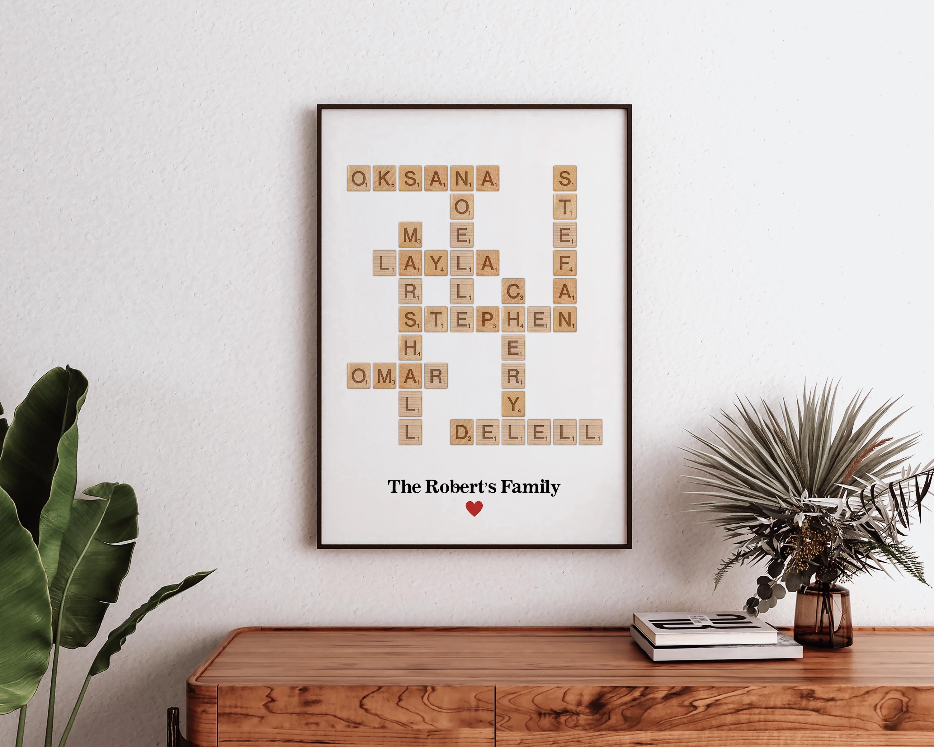 Personalized Family Name Wall Art - Custom Scrabble Puzzle Print