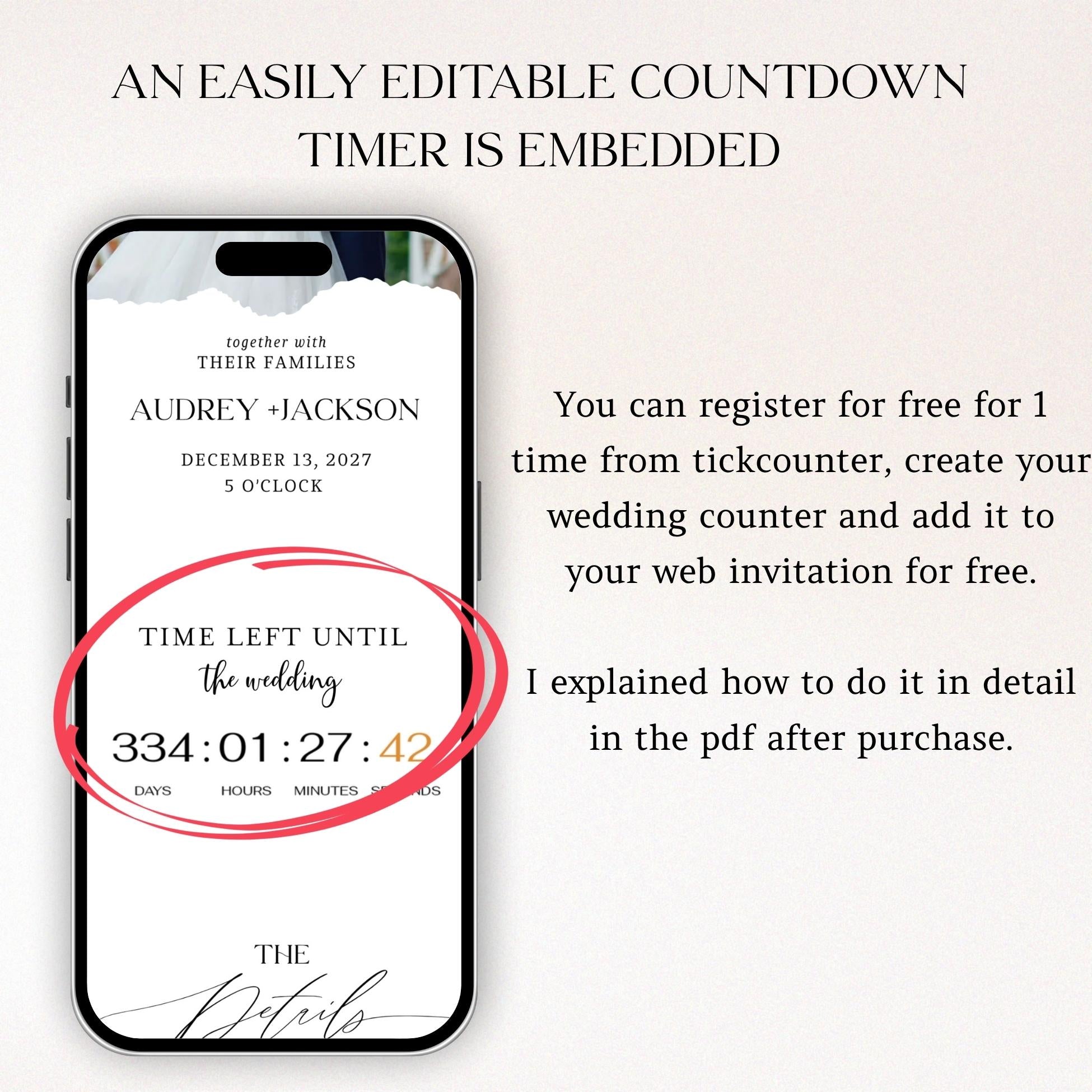Digital Wedding Invitation Website: RSVP, Countdown, Canva Template