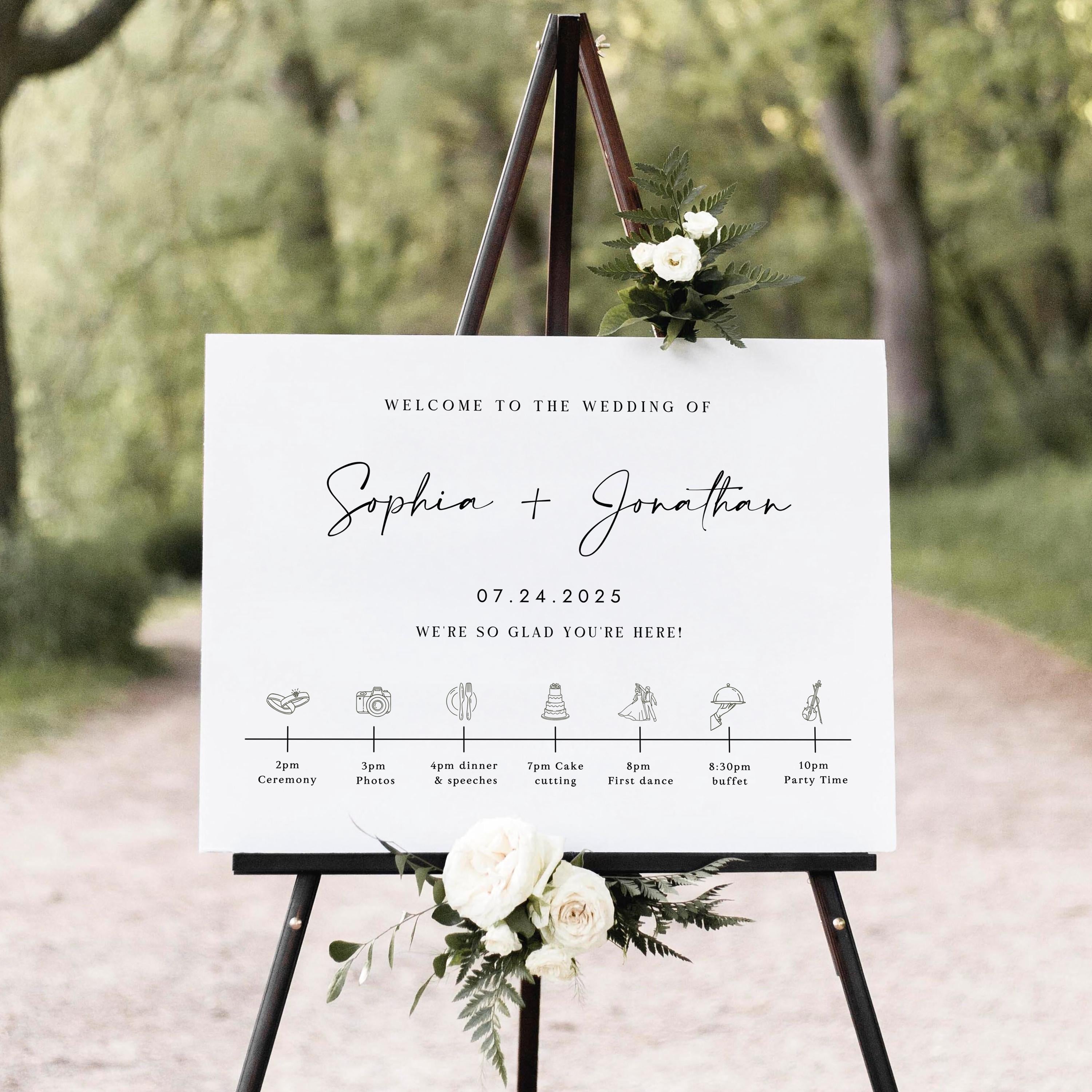 Minimalist Wedding Welcome Sign Template: Editable Canva Design (Digital Download)