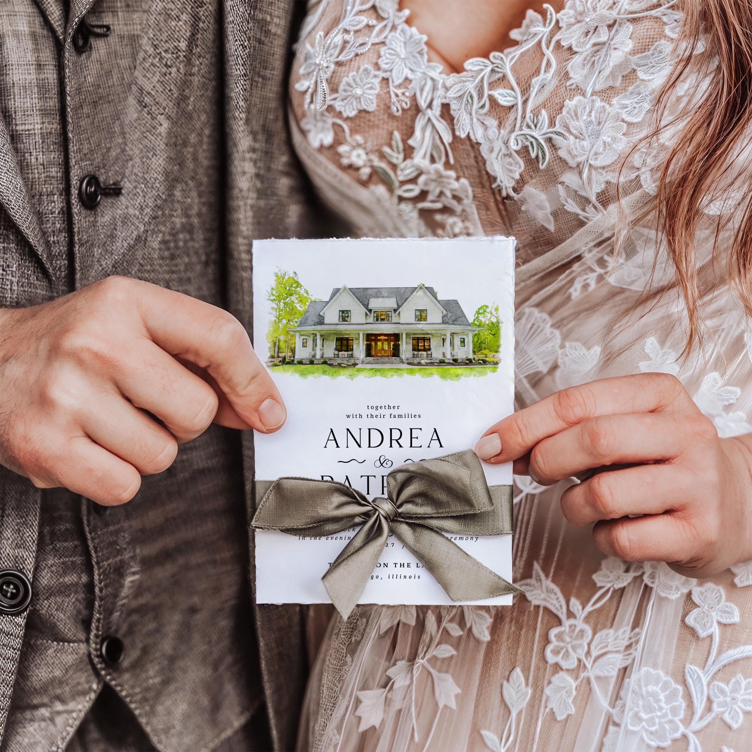 Custom Watercolor Venue Wedding Invitation (Digital)