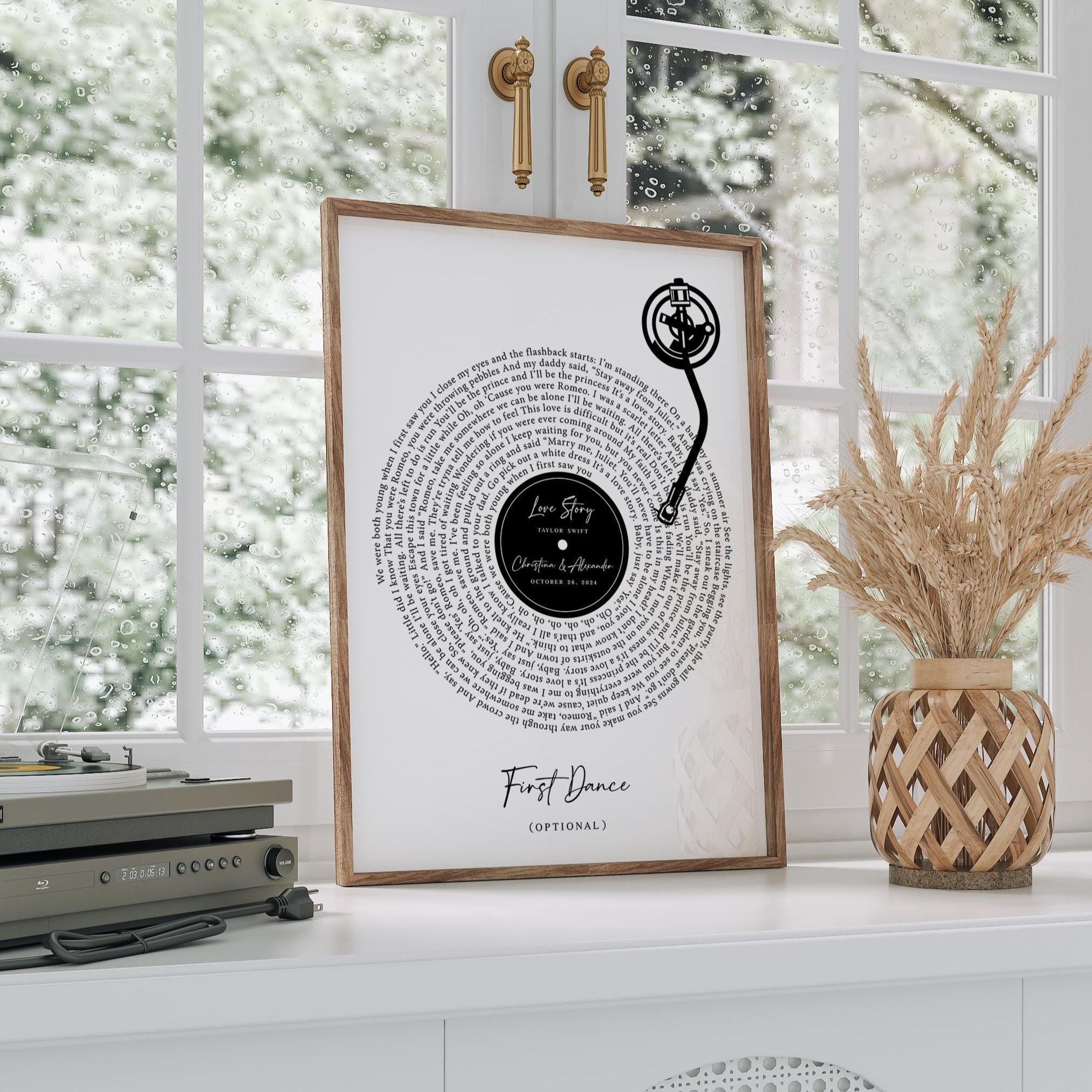 Custom Vinyl Record Lyrics Art - Wedding Anniversary Digital Print